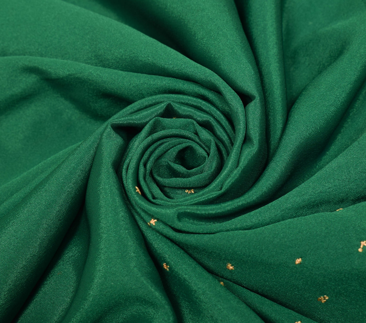 Sushila Vintage Green Sari Remnant Scrap Hand Embroidered Art Silk Craft Fabric