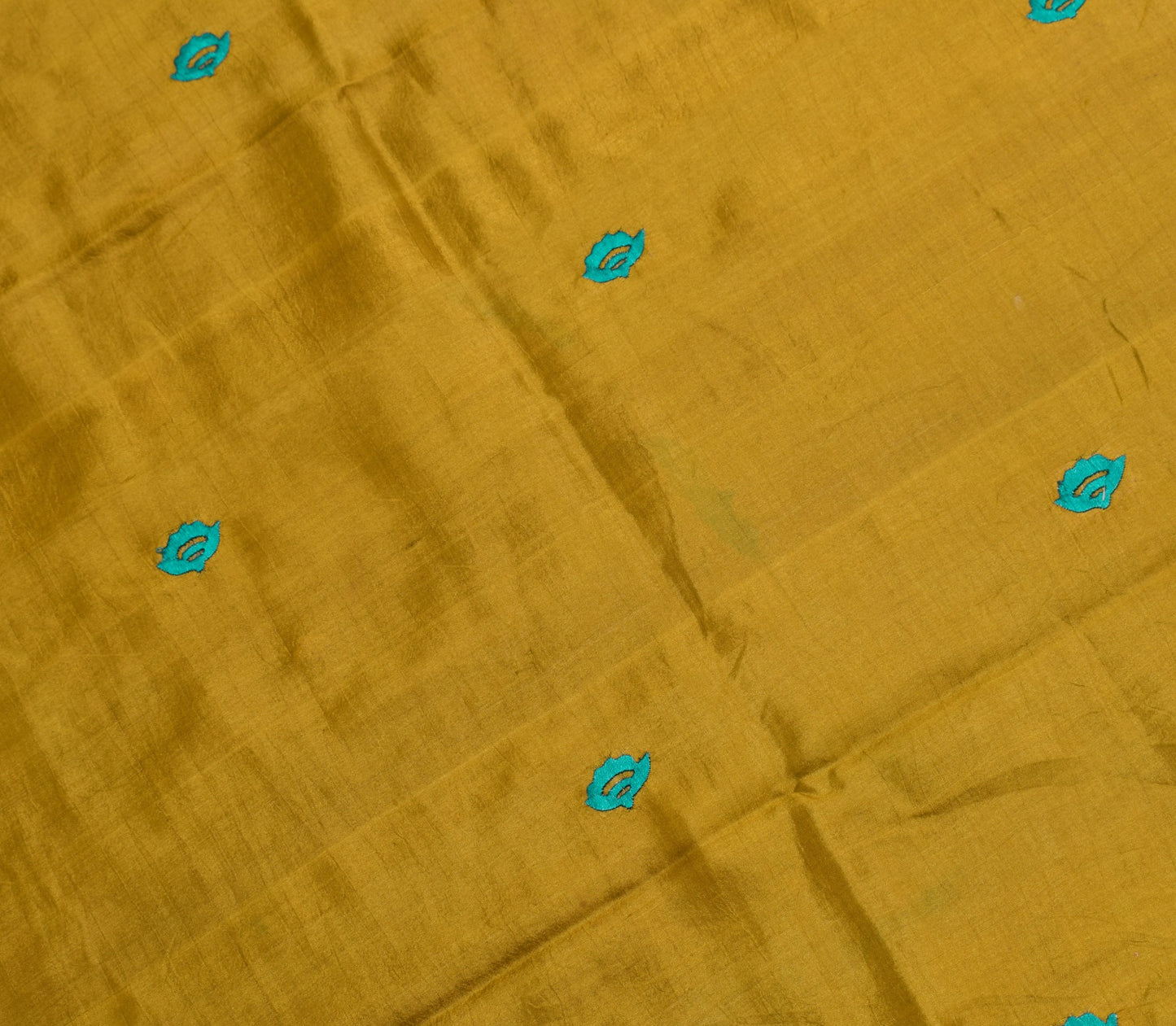 Sushila Vintage Embroidered Sari Remnant Scrap Pure Silk Floral Craft Fabric