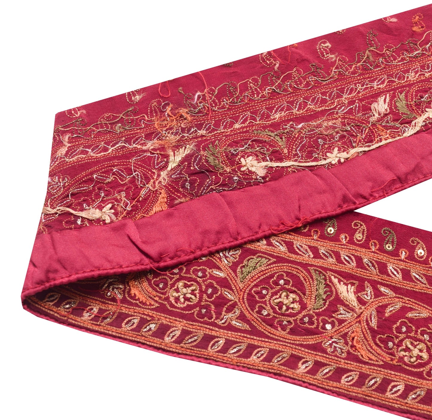 Sushila Vintage Maroon Saree Border Indian Craft Sewing Trim Crepe Lace Ribbon