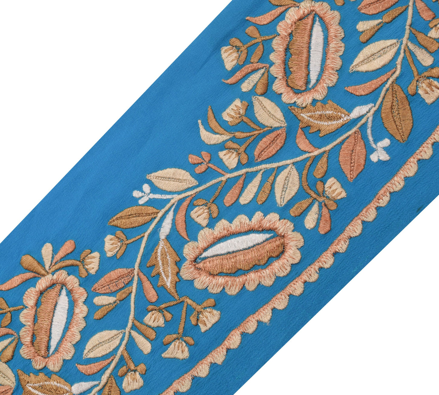 Sushila Vintage Aqua Blue Saree Border Embroidered Craft Sewing Trim Lace Ribbon