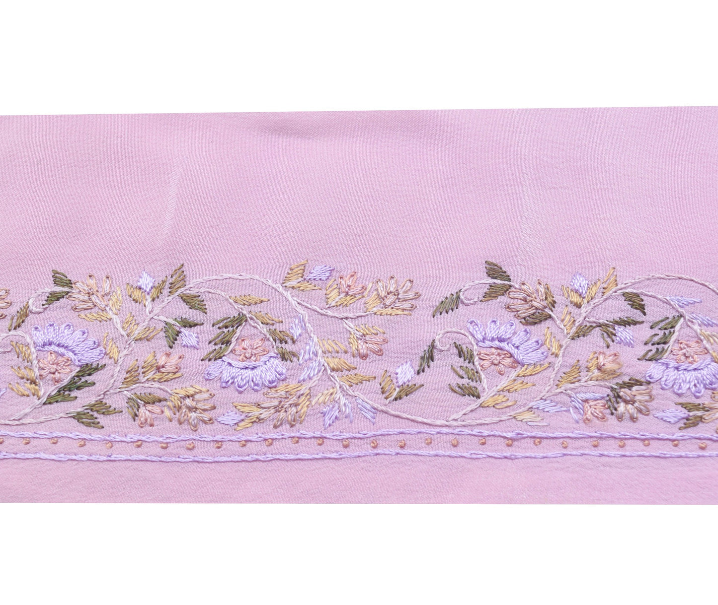 Sushila Vintage Mauve Saree Border Embroidered Craft Sewing Trim Crepe Lace