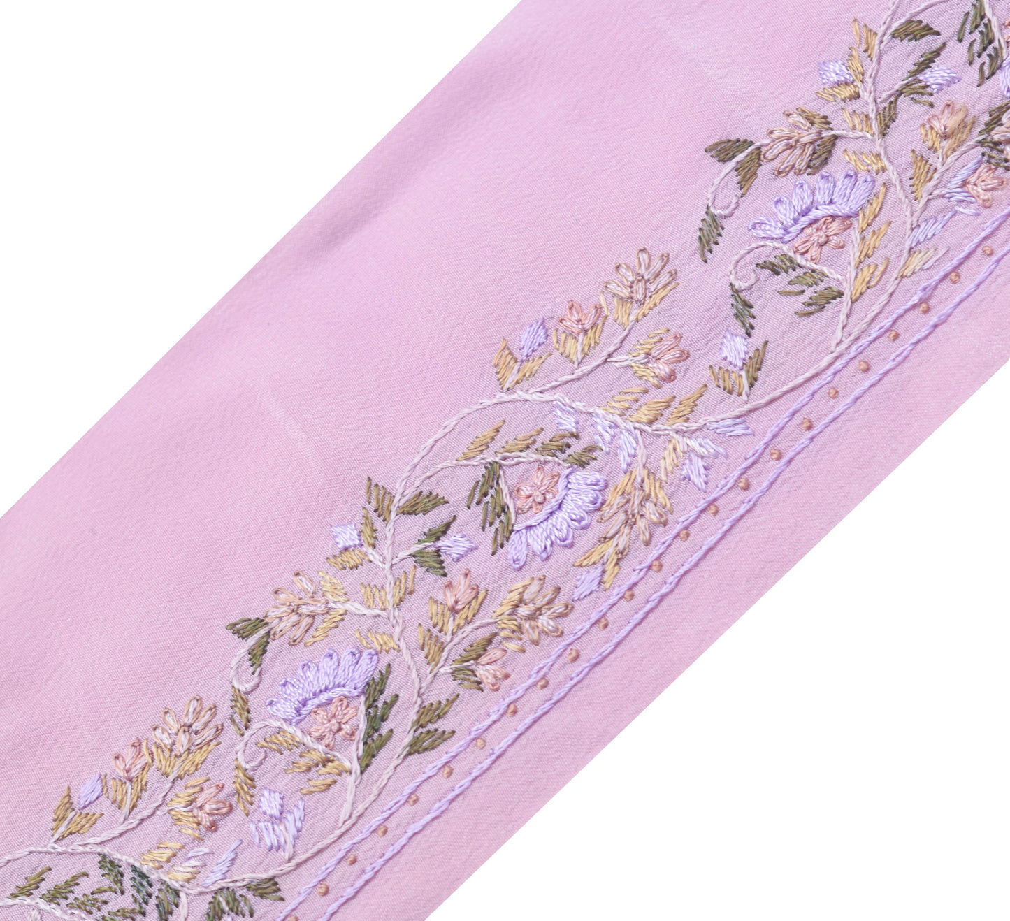 Sushila Vintage Mauve Saree Border Embroidered Craft Sewing Trim Crepe Lace