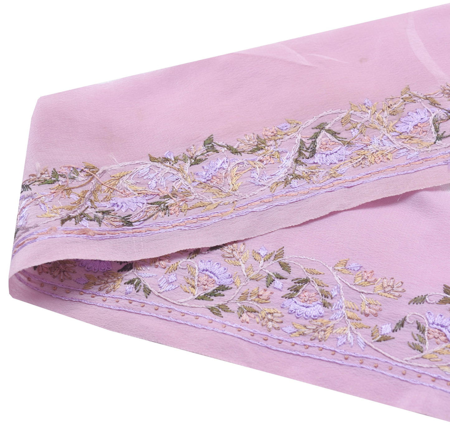 Sushila Vintage Mauve Saree Border Embroidered Craft Sewing Trim Crepe Lace