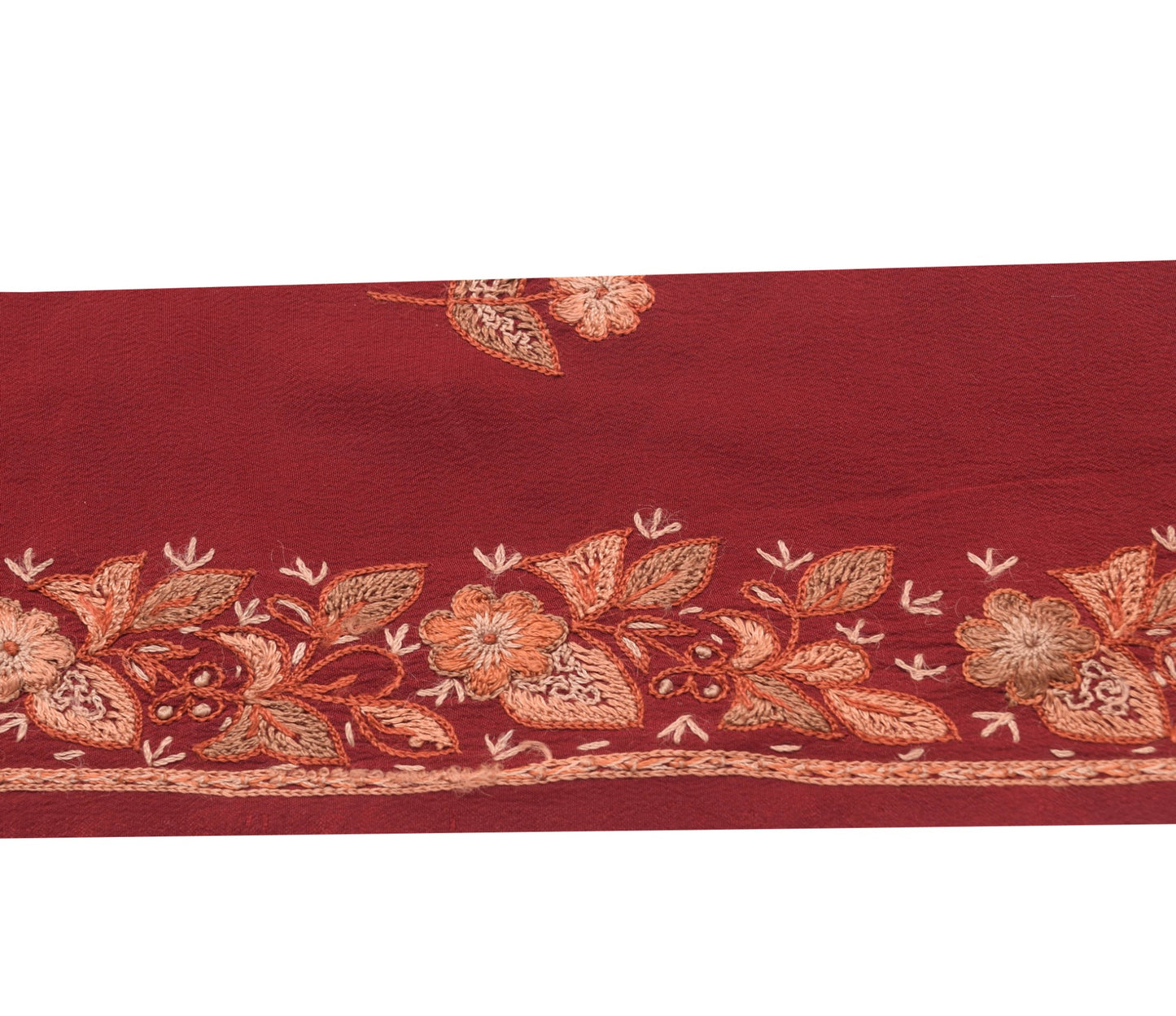 Sushila Vintage Maroon Saree Border Indian Embroidered Craft Sewing Trim Lace