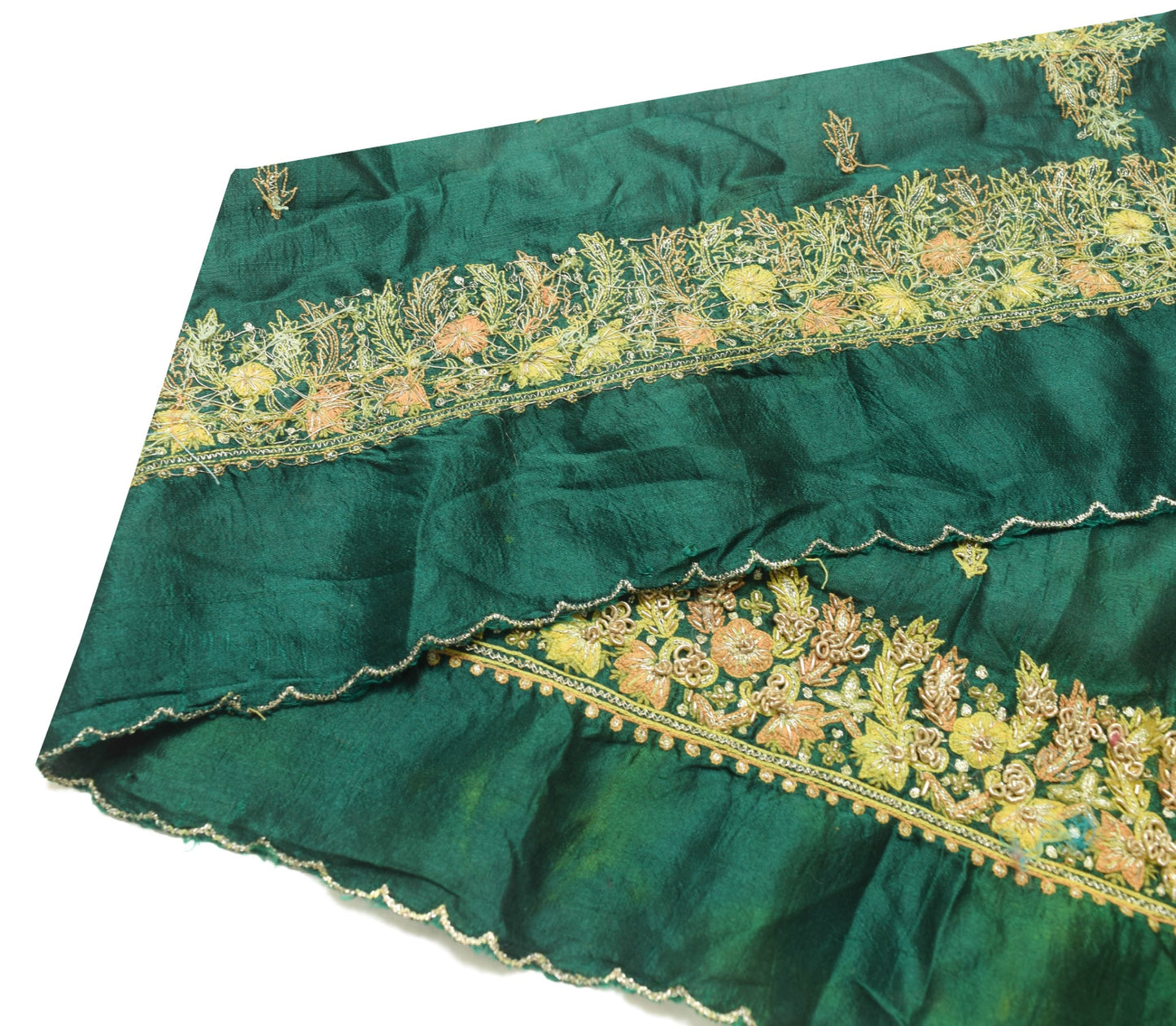 Sushila Vintage Green Saree Border Indian Craft Sewing Trim Embroidered Lace