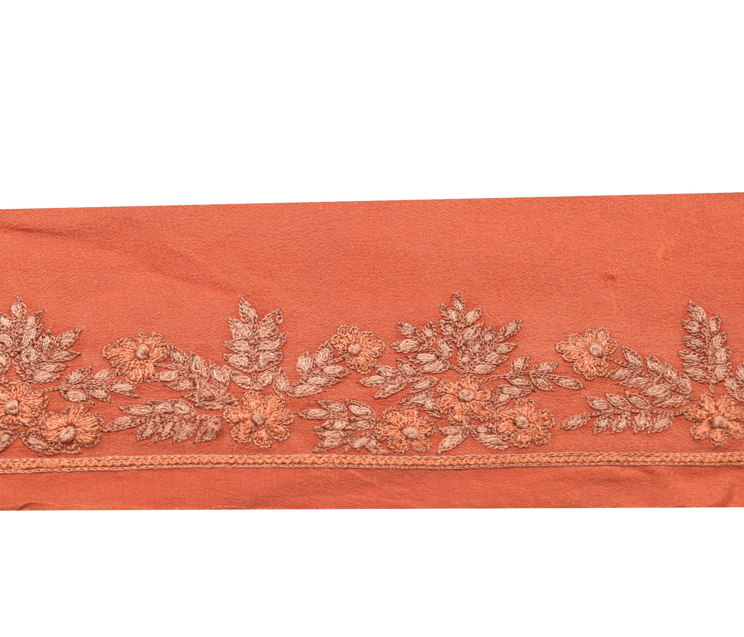 Sushila Vintage Rust Floral Saree Border Indian Craft Sewing Trim Lace Ribbon