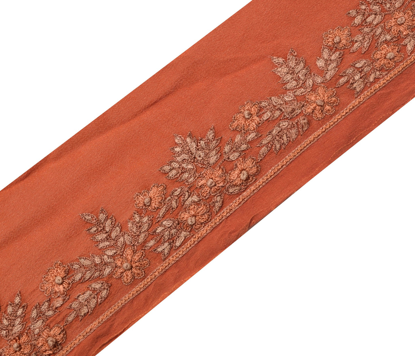 Sushila Vintage Rust Floral Saree Border Indian Craft Sewing Trim Lace Ribbon