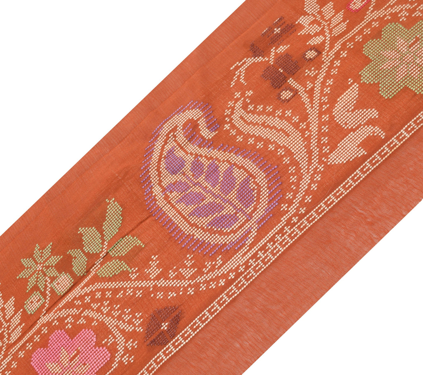 Sushila Vintage Rust Woven Saree Border Indian Craft Sewing Trim Lace Ribbon