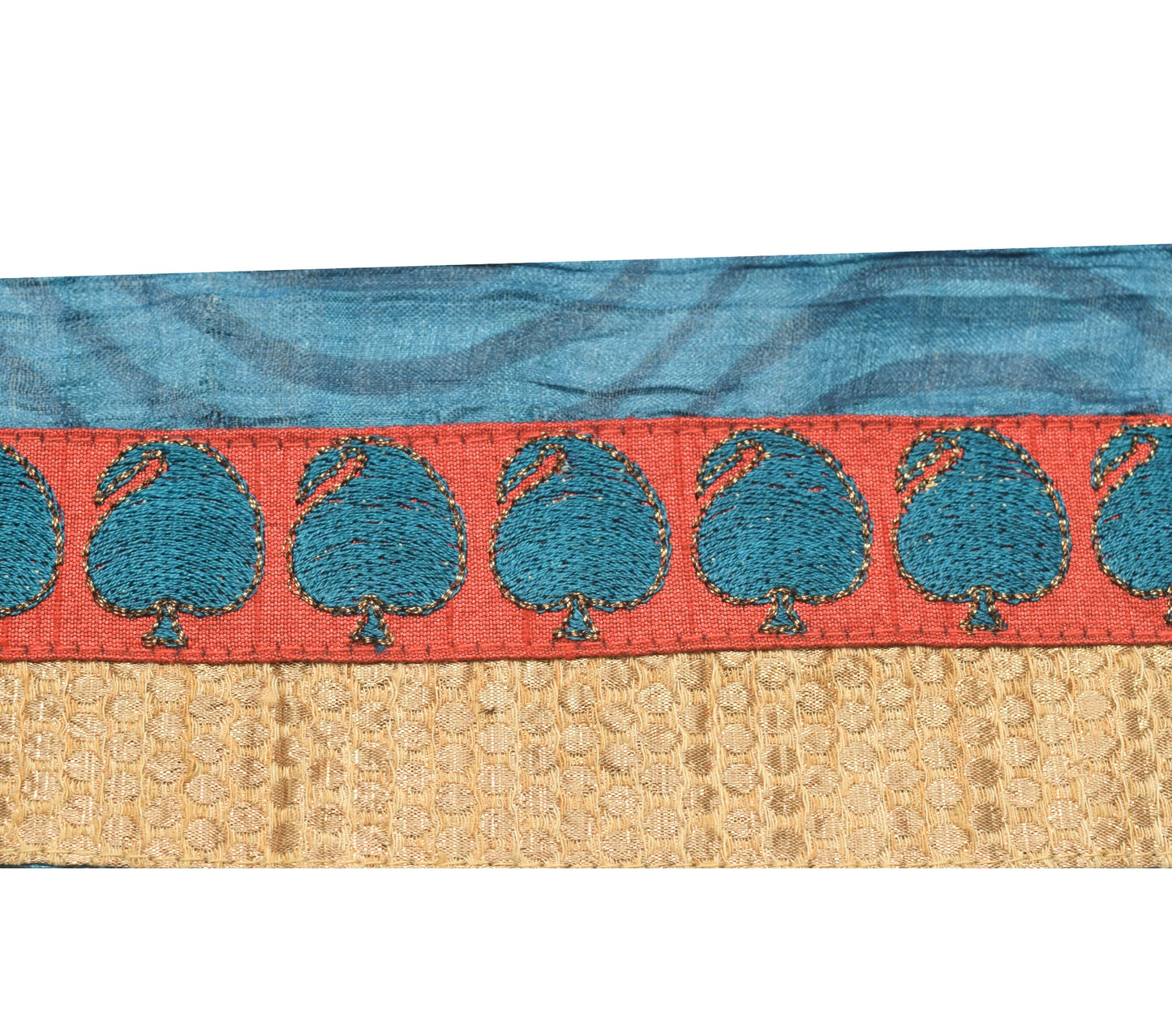 Sushila Vintage Silk Saree Border Indian Craft Sewing Trim Woven Lace Ribbon