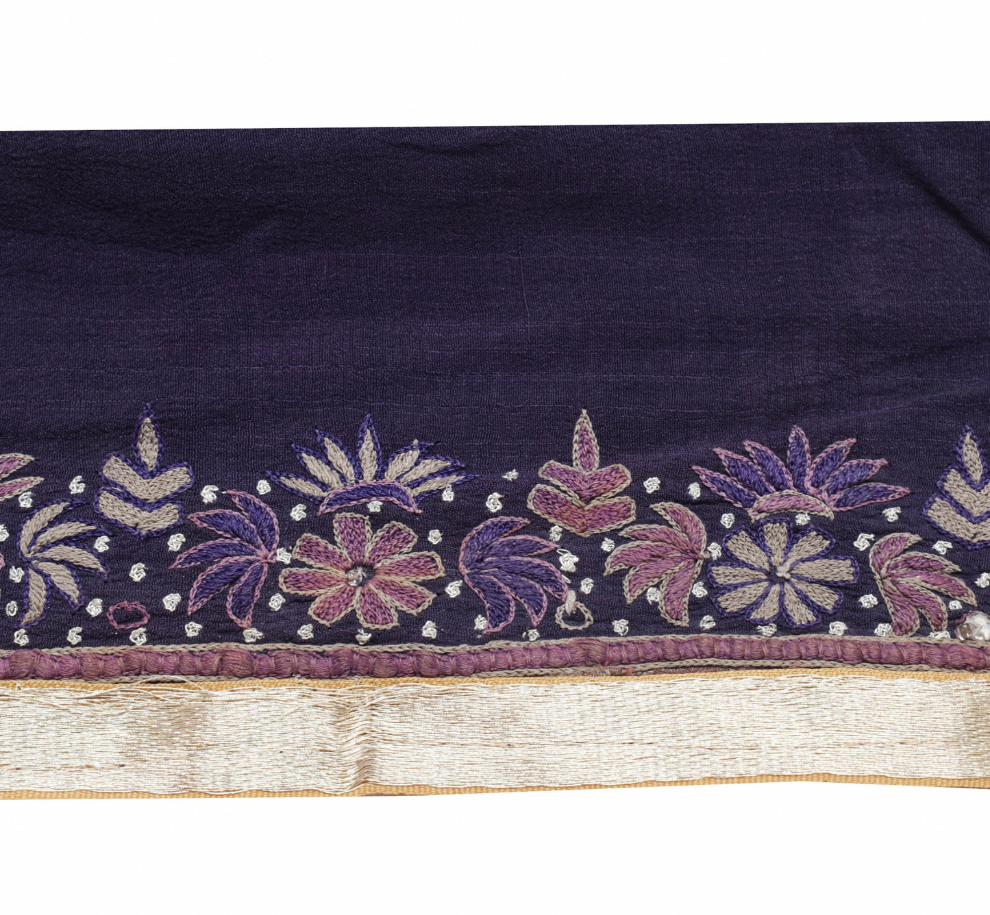 Sushila Vintage Purple Floral Saree Border Indian Craft Sewing Trim Lace Ribbon