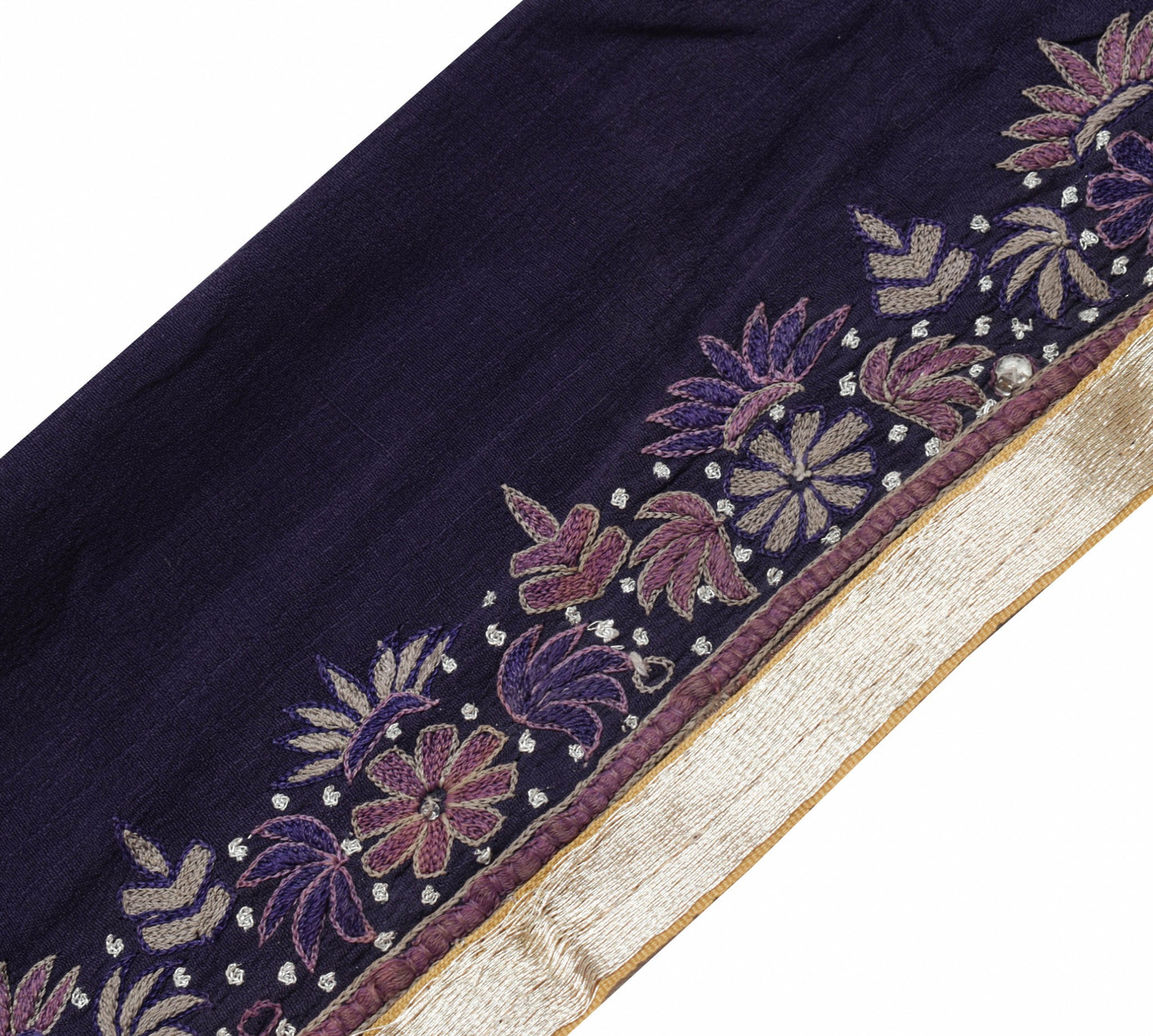 Sushila Vintage Purple Floral Saree Border Indian Craft Sewing Trim Lace Ribbon