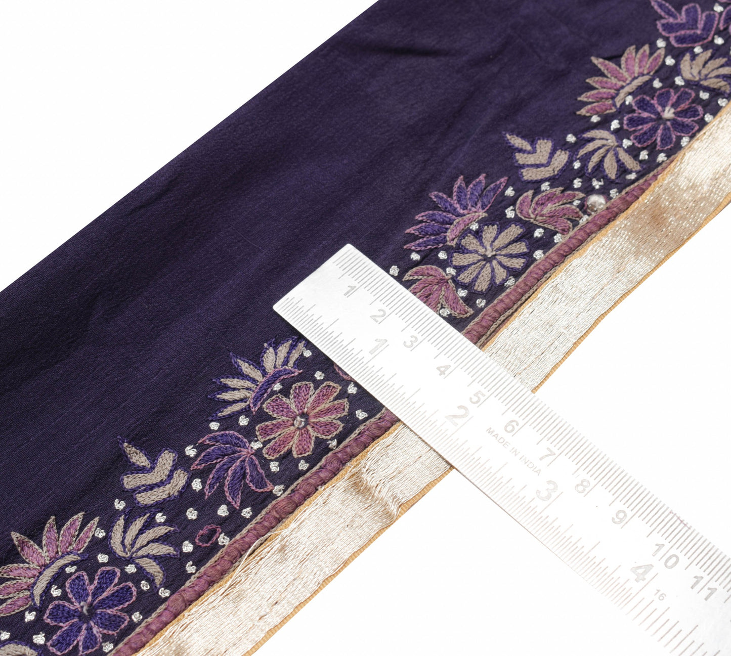 Sushila Vintage Purple Floral Saree Border Indian Craft Sewing Trim Lace Ribbon