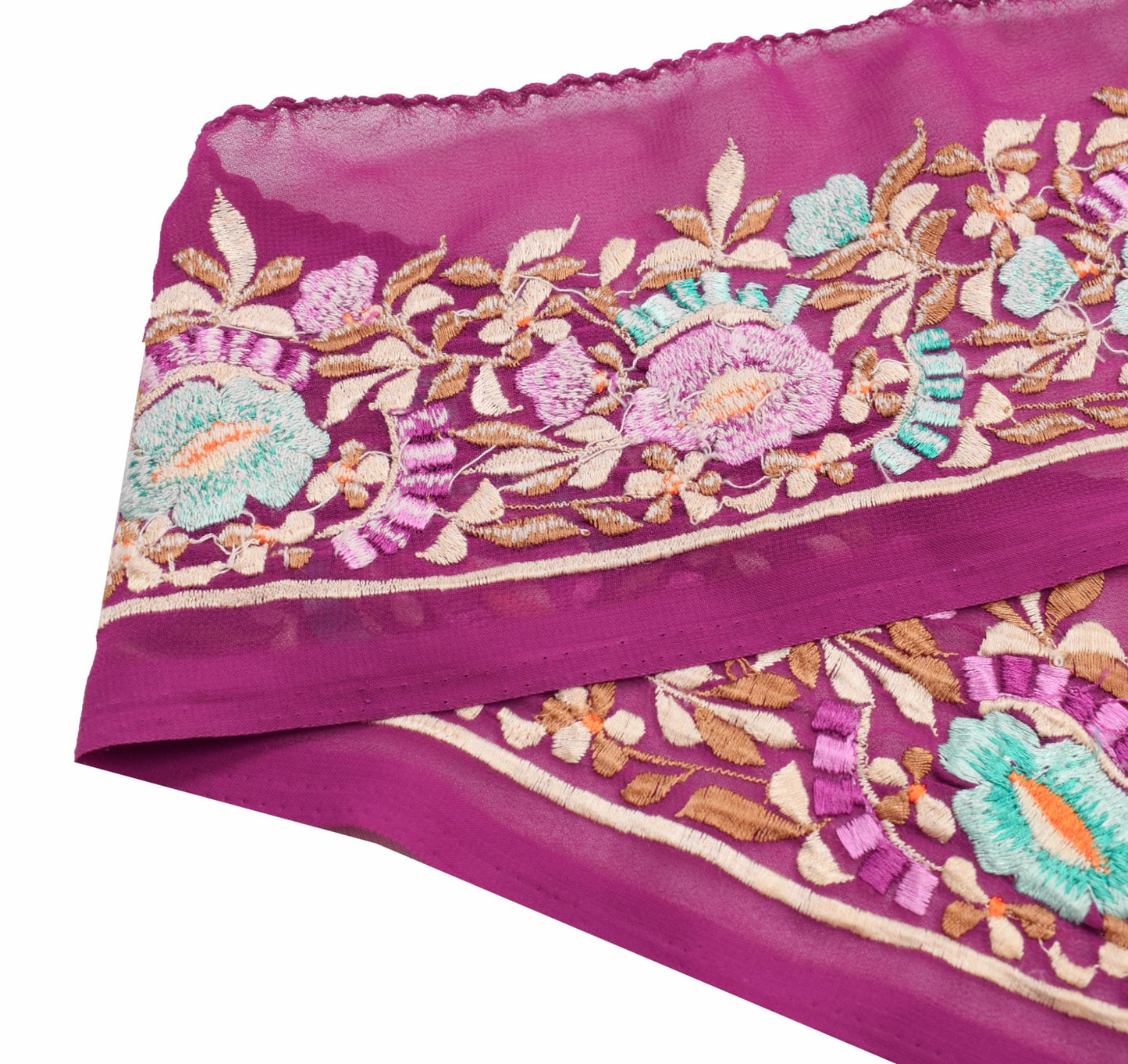 Sushila Vintage Magenta Saree Border Indian Craft Sewing Trim Embroidered Ribbon