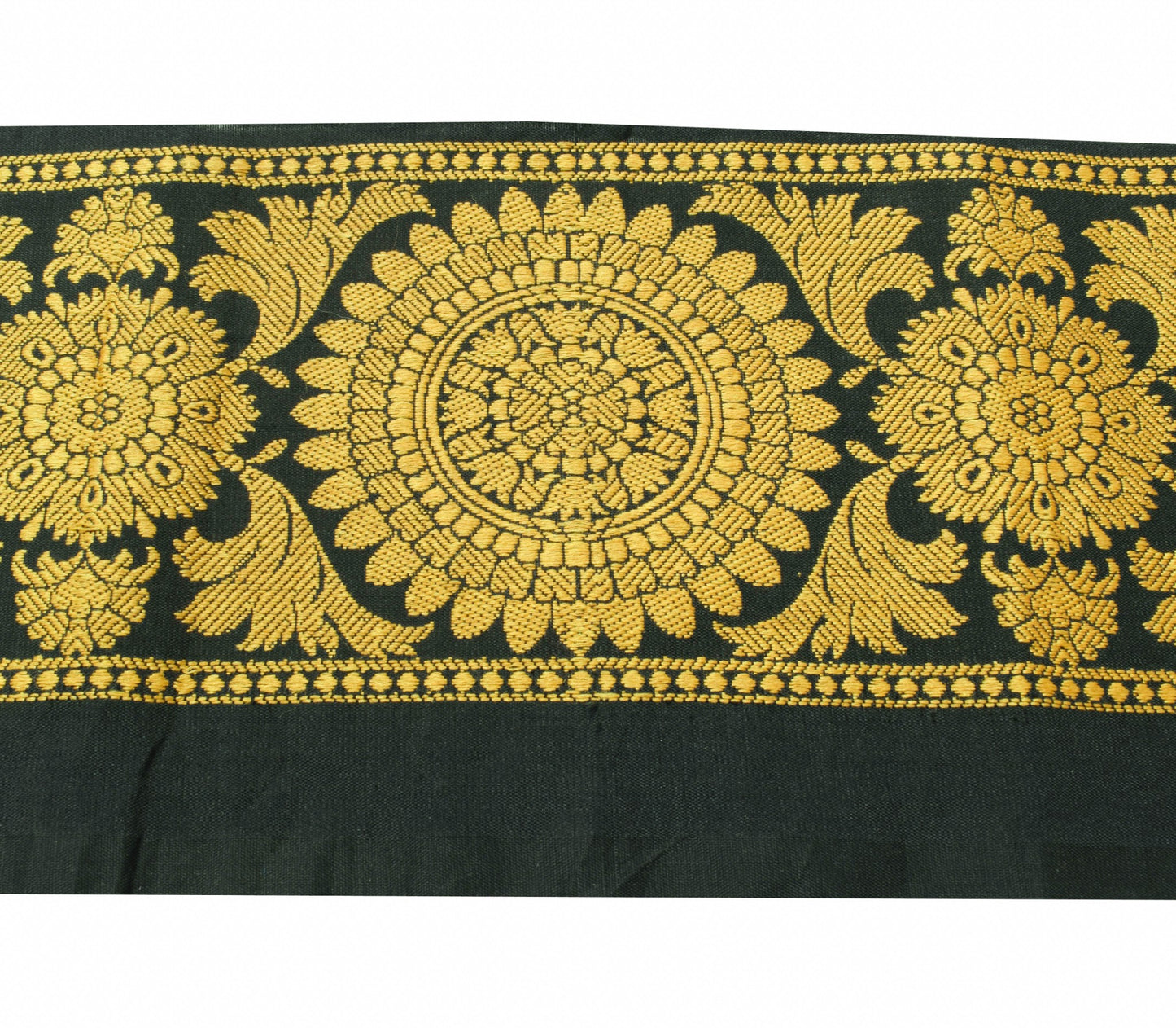 Sushila Vintage Black Woven Saree Border Indian Craft Sewing Trim Silk Ribbon