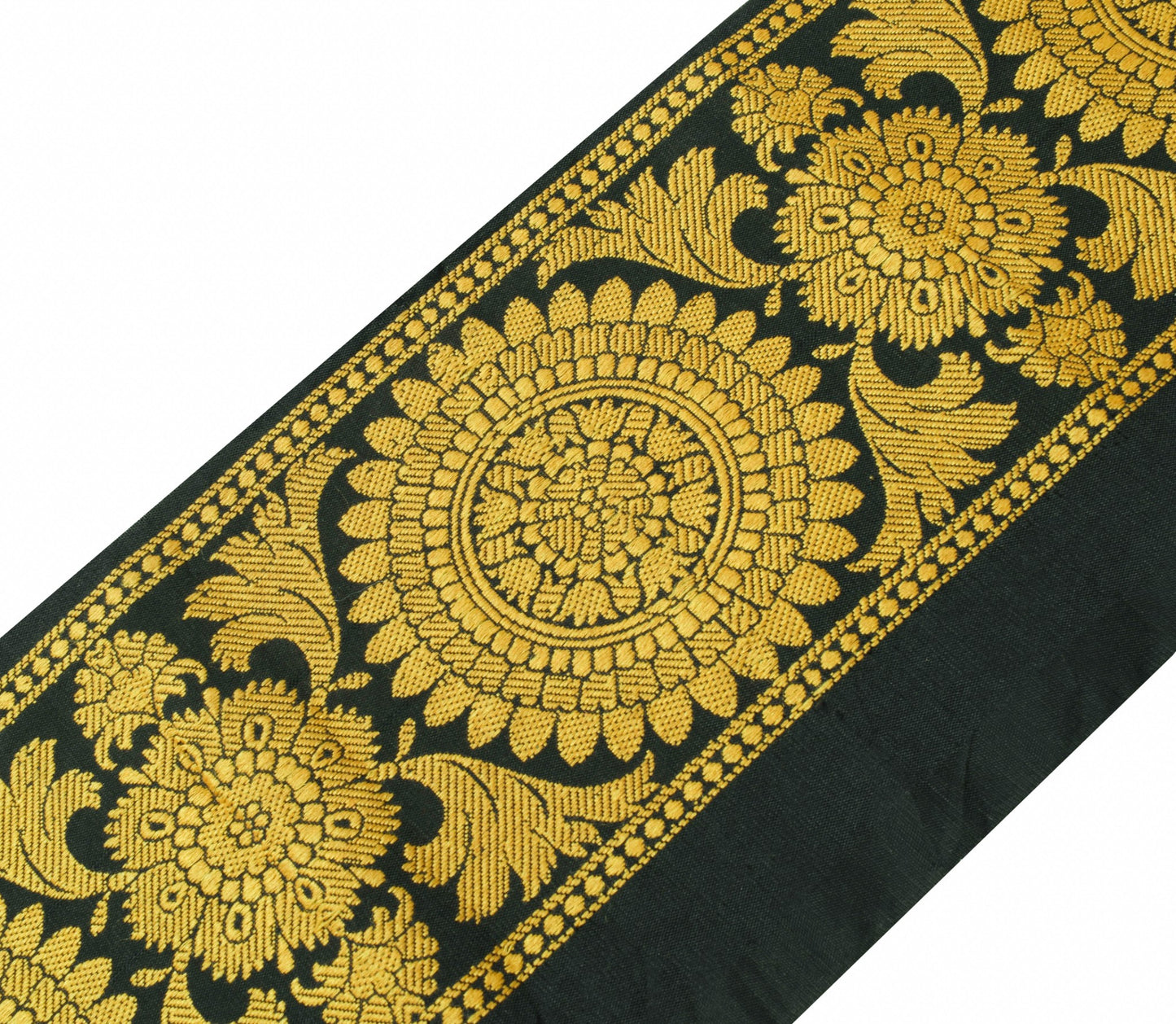 Sushila Vintage Black Woven Saree Border Indian Craft Sewing Trim Silk Ribbon