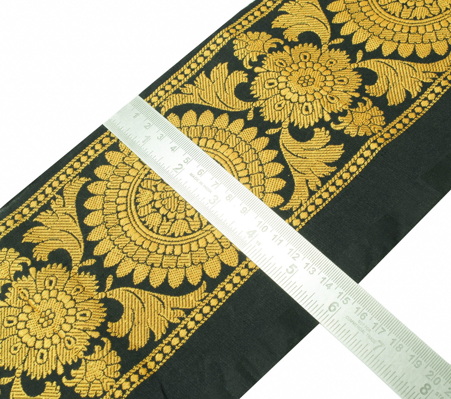 Sushila Vintage Black Woven Saree Border Indian Craft Sewing Trim Silk Ribbon