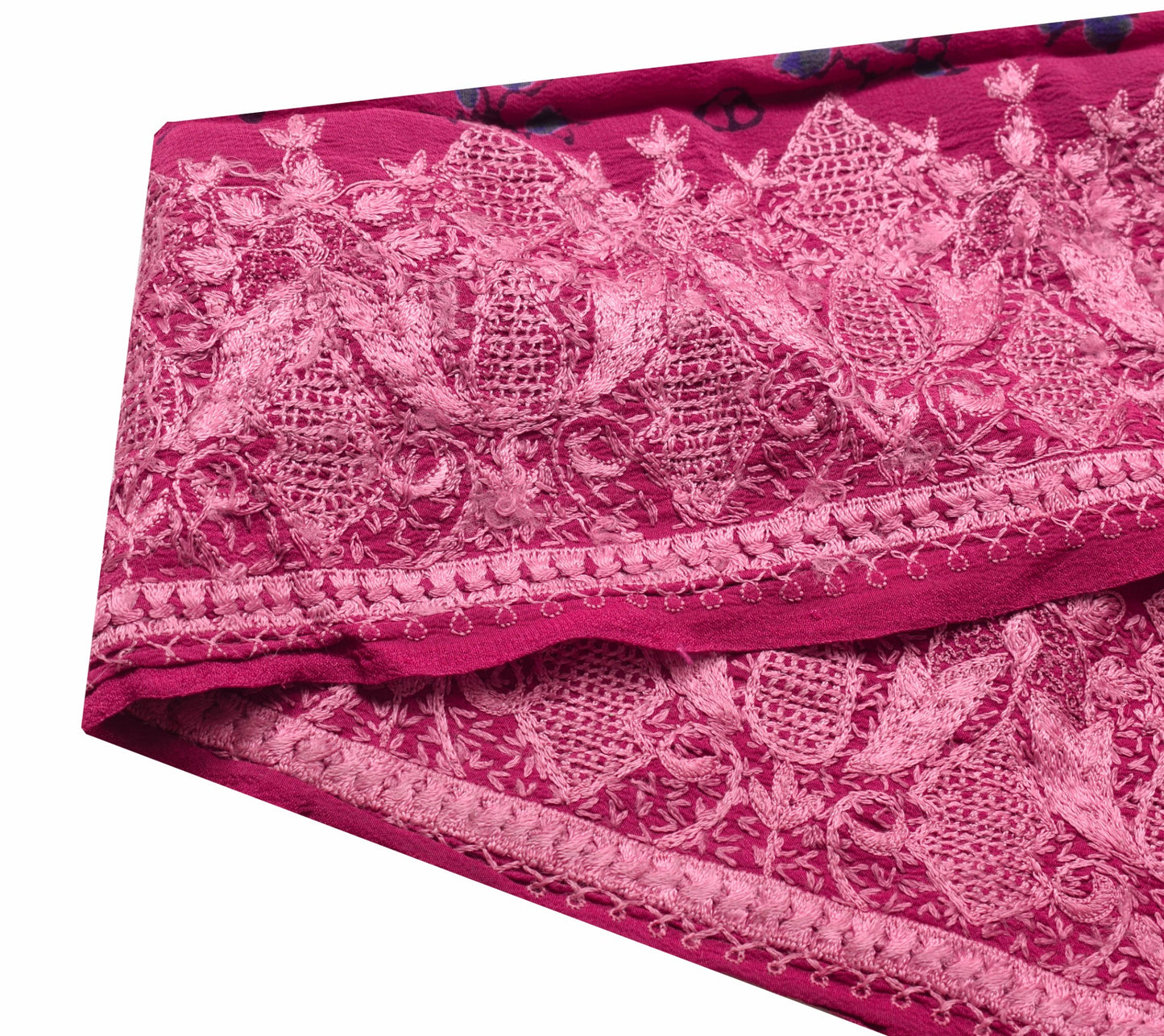 Sushila Vintage Magenta Embroidered Saree Border Craft Sewing Trim Crepe Ribbon