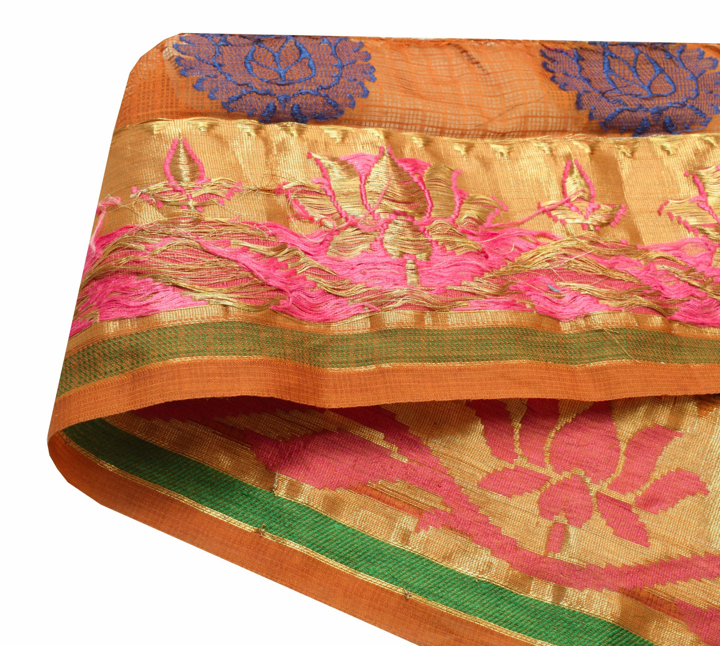 Sushila Vintage Golden Silk Saree Border Indian Craft Sewing Trim Woven Ribbon