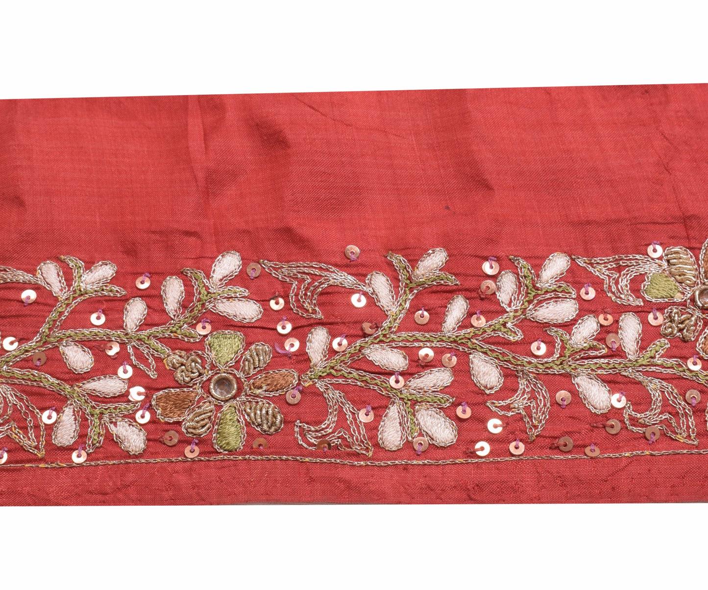 Sushila Vintage Pure Silk Saree Border Embroidered Craft Sewing Trim Lace Ribbon