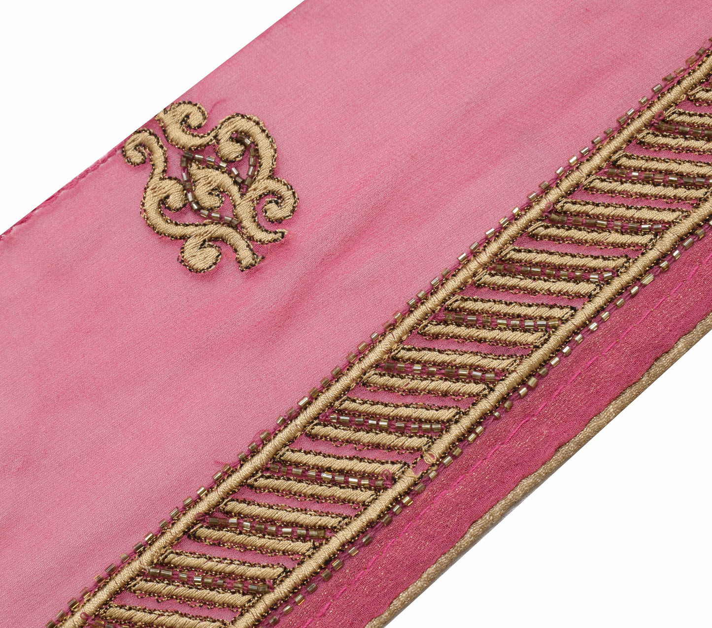 Sushila Vintage Pink Saree Border Indian Craft Sewing Trim Embroidered Ribbon