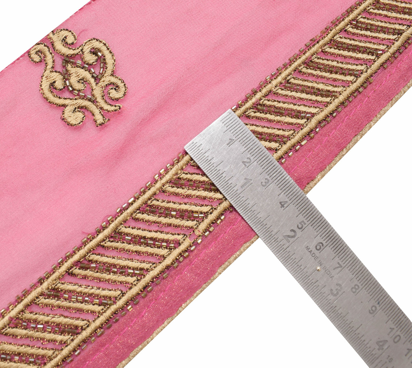 Sushila Vintage Pink Saree Border Indian Craft Sewing Trim Embroidered Ribbon