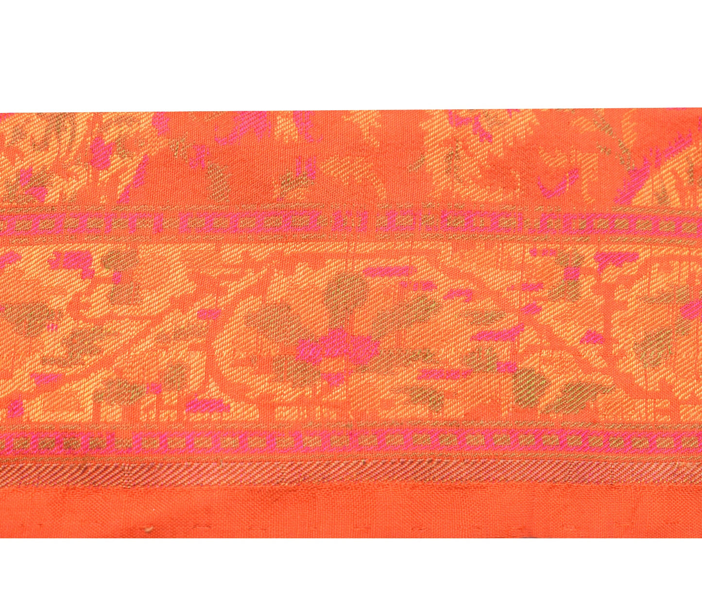 Sushila Vintage Orange Saree Border PureSilk Craft Sewing Trim Woven Lace Ribbon