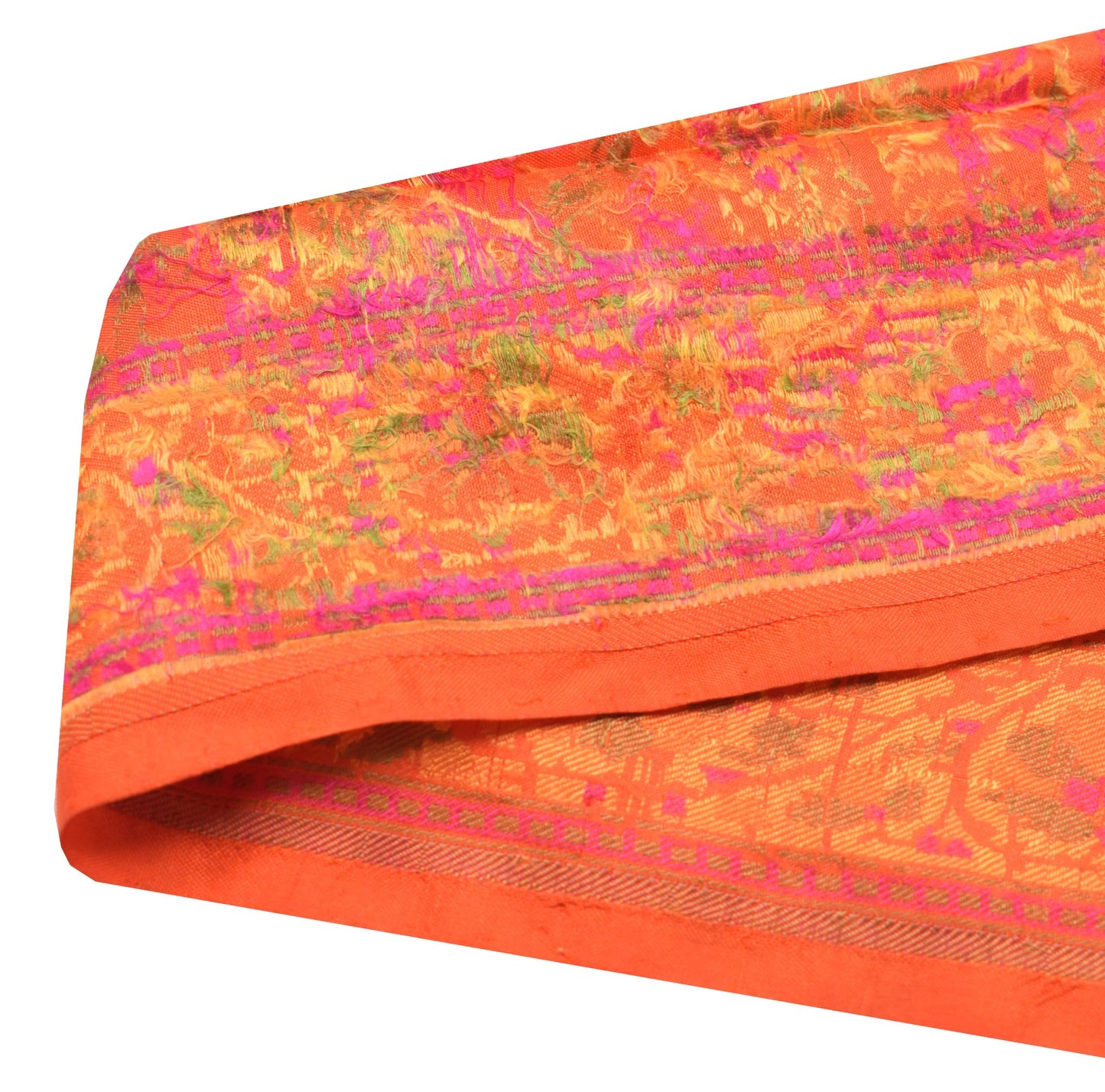 Sushila Vintage Orange Saree Border PureSilk Craft Sewing Trim Woven Lace Ribbon