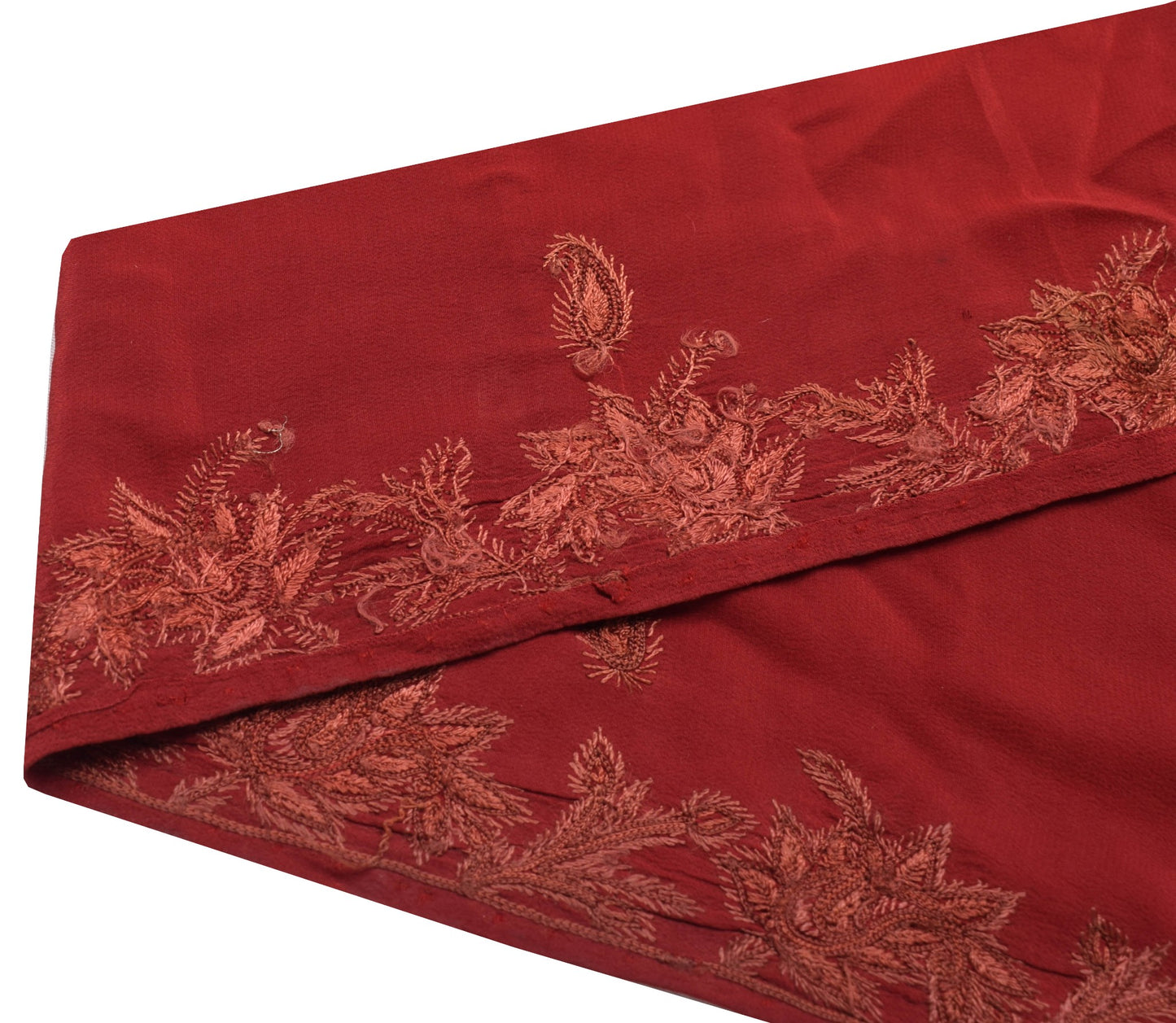 Sushila Vintage Maroon Saree Border Hand Embroidered Craft Sewing Trim  Ribbon