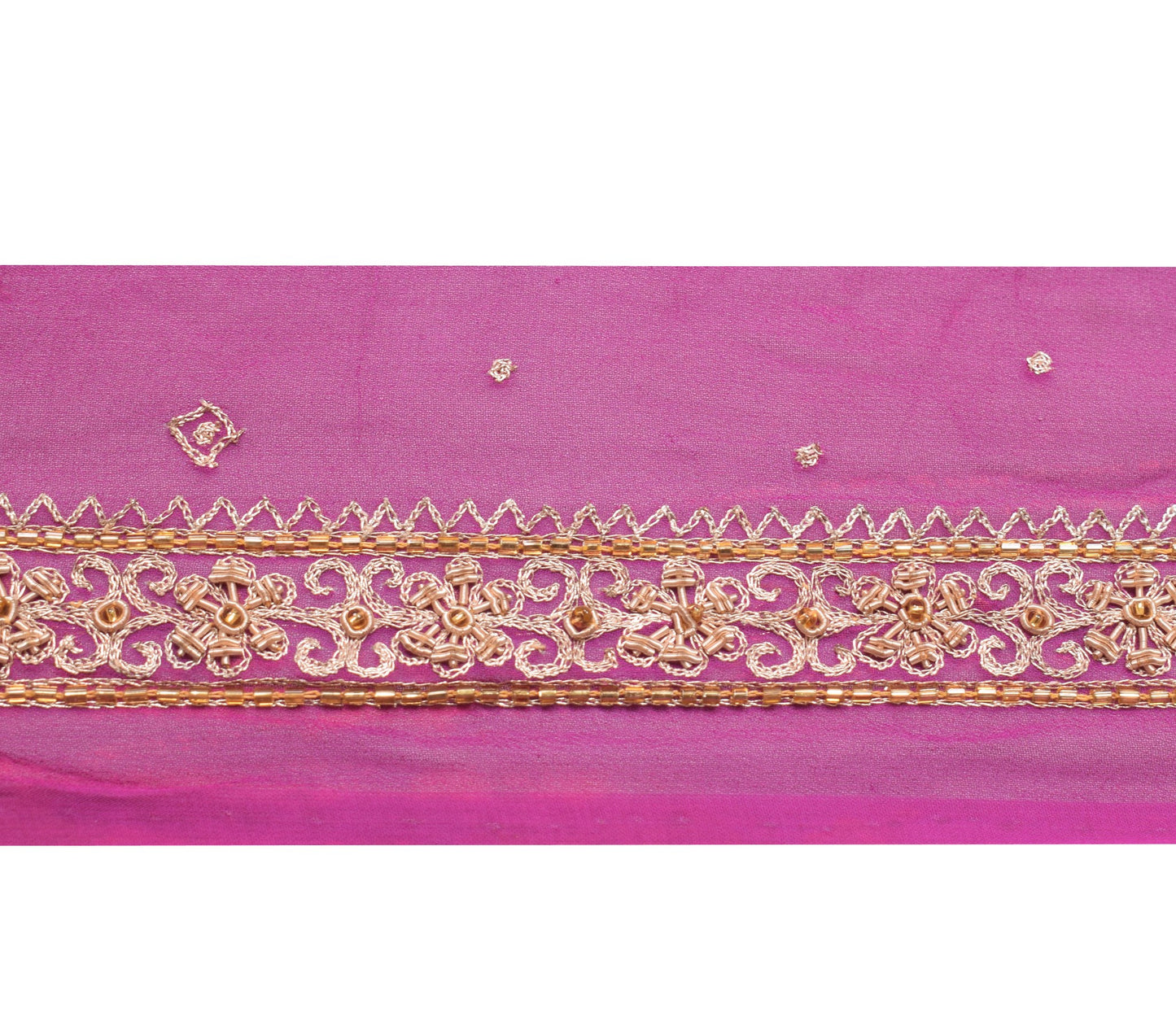 Sushila Vintage Zardozi Work Saree Border Indian Craft Sewing Trim Purple Ribbon