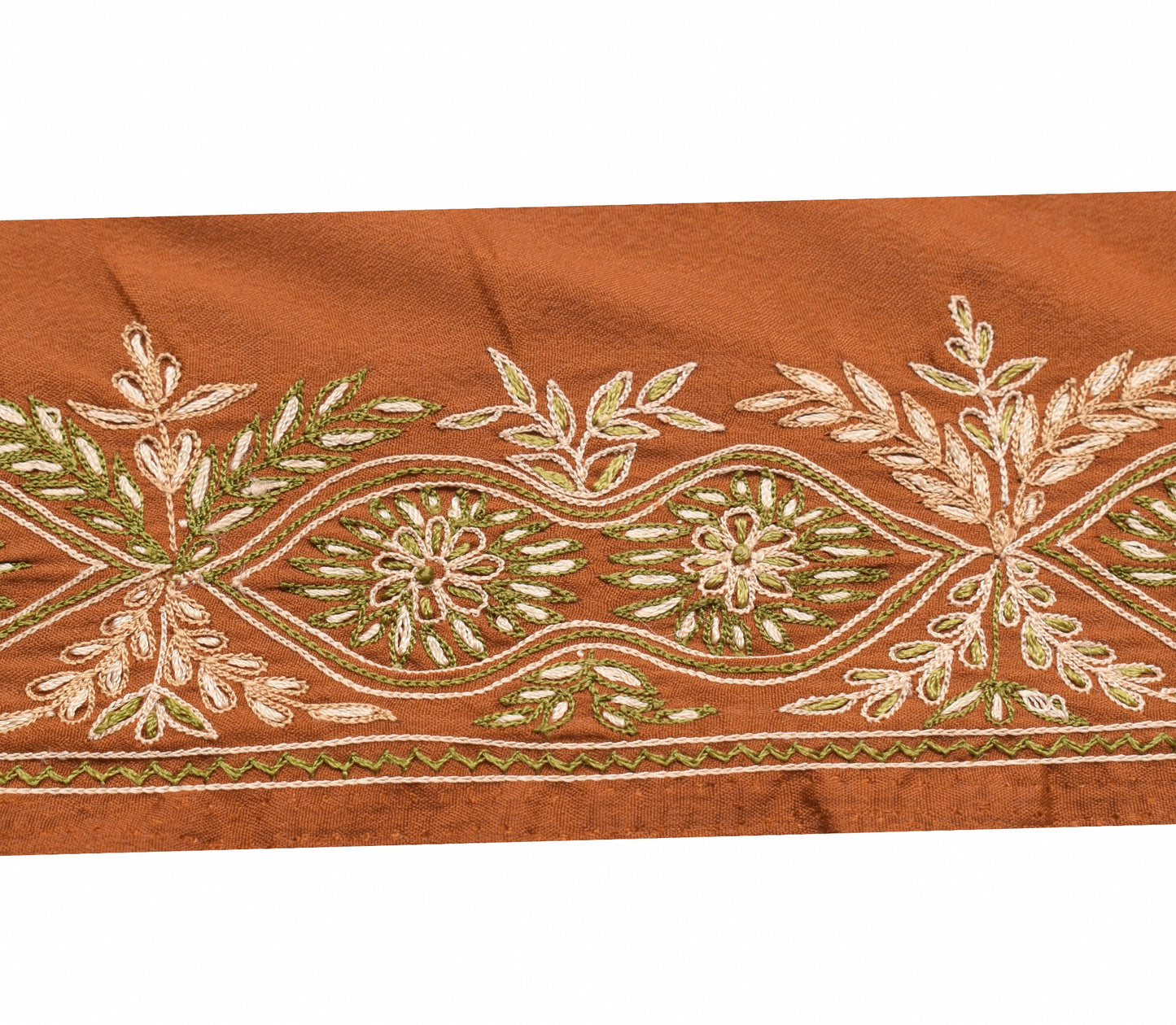 Sushila Vintage Hand Work Saree Border Brown Silk Craft Sewing Trim Lace Ribbon