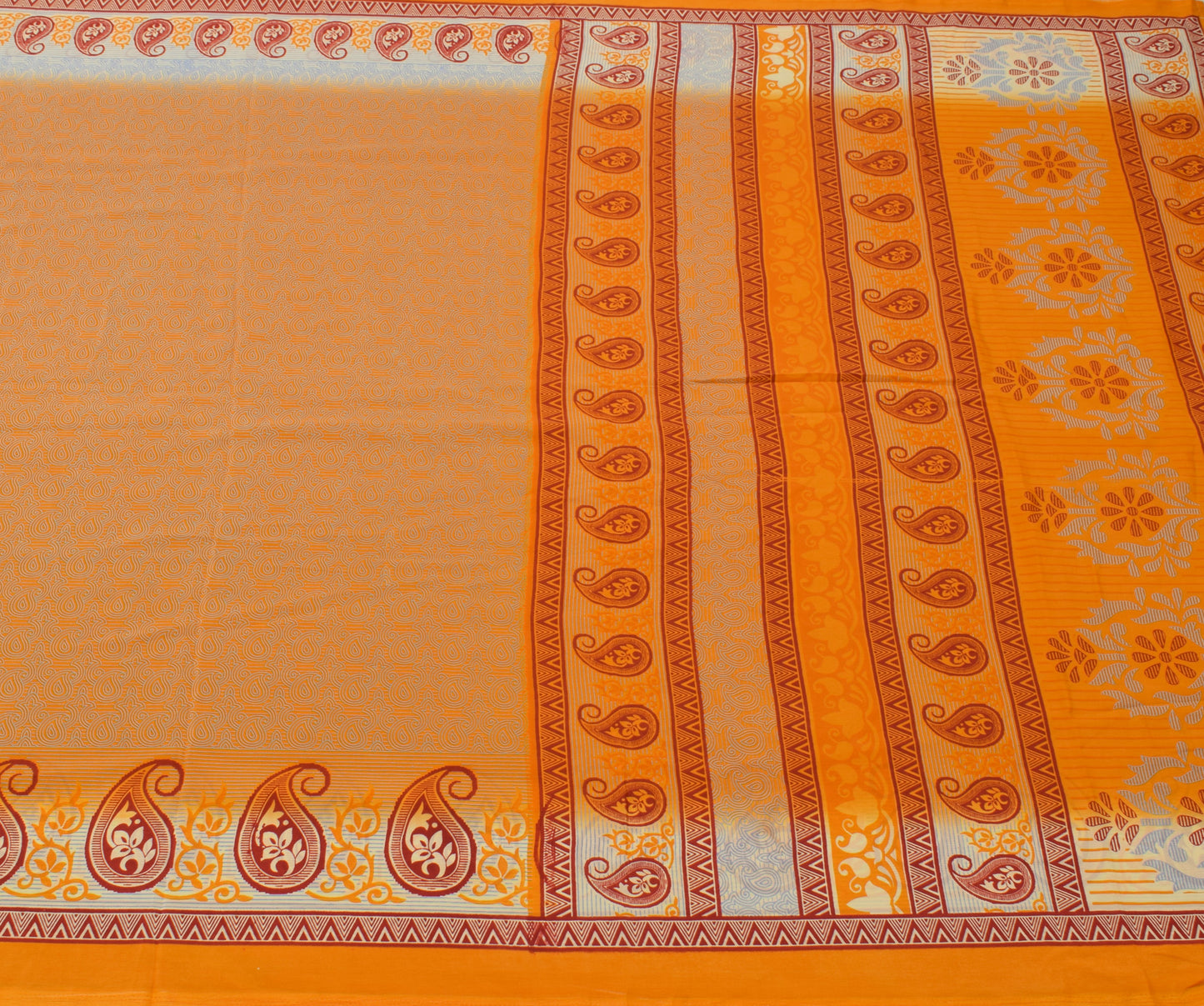 Sushila Vintage Mustard Saree Blend Crepe Silk Printed Paisley Soft Craft Fabric