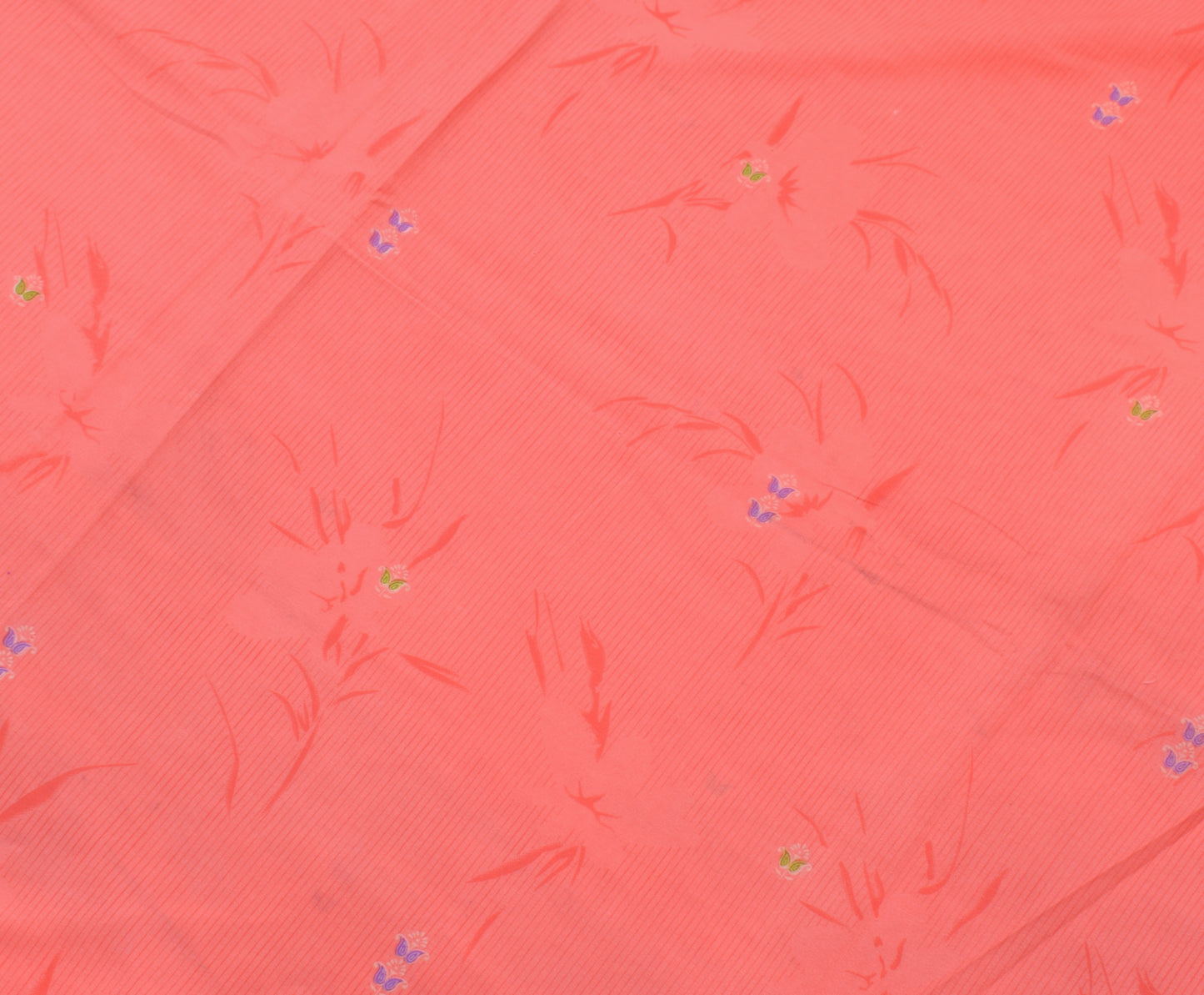 Sushila Vintage Peach Saree Blend Crepe Silk Printed Floral Soft Craft Fabric