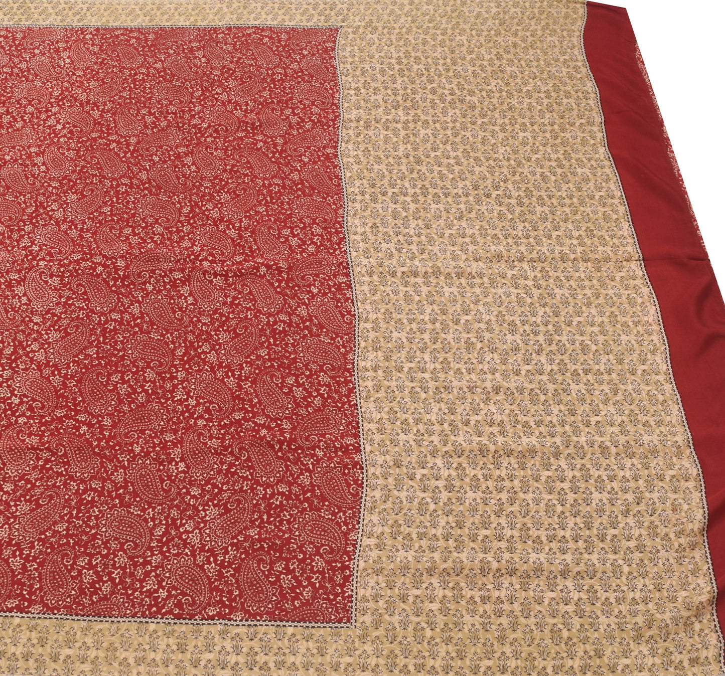 Sushila Vintage Branded Maroon Saree 100% Pure Crepe Silk Printed Soft Fabric