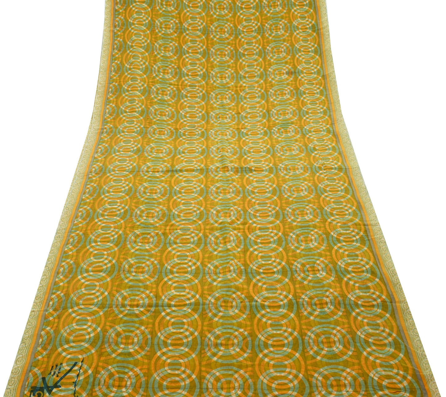 Sushila Vintage Mustard Branded Saree 100% Pure Crepe Silk Printed Soft Fabric