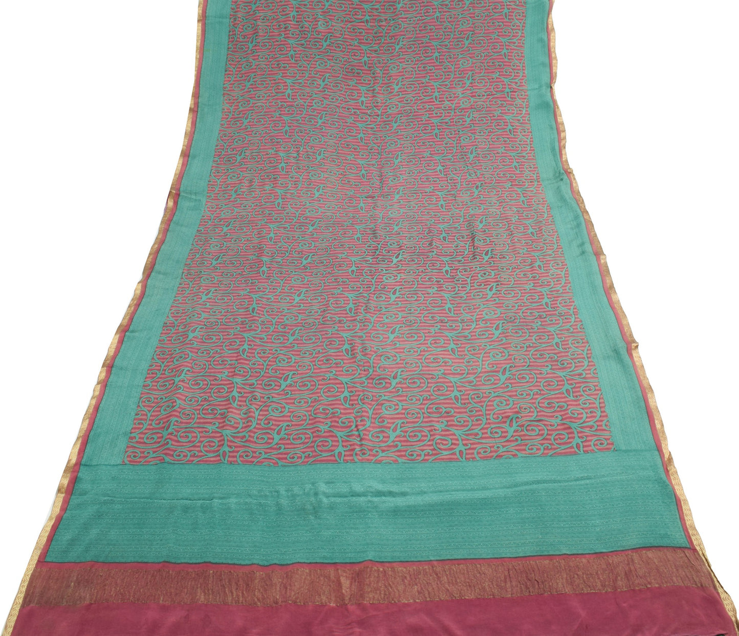 Sushila Vintage Mauve Women Saree 100% Pure Crepe Silk Printed Soft Craft Fabric