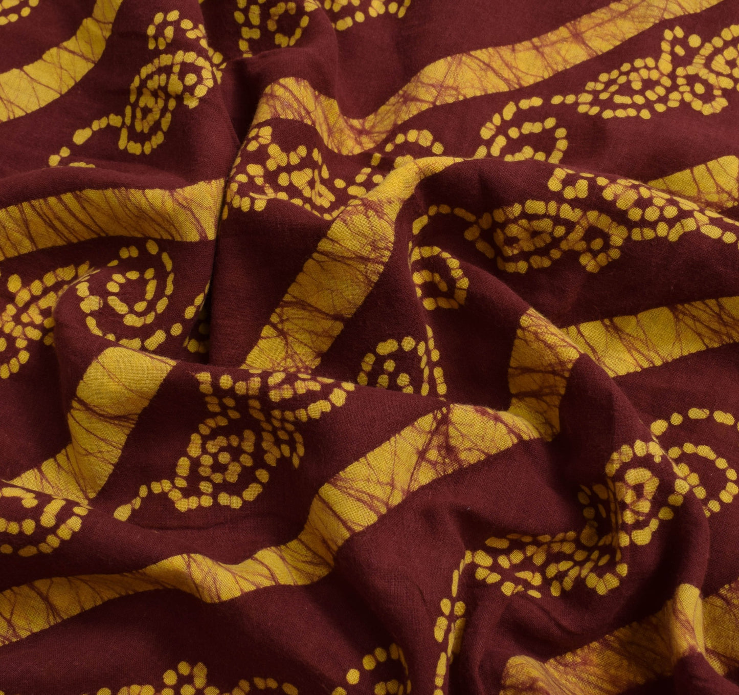 Sushila Vintage Maroon Saree 100% Pure Cotton Batik Printed Soft Craft Fabric