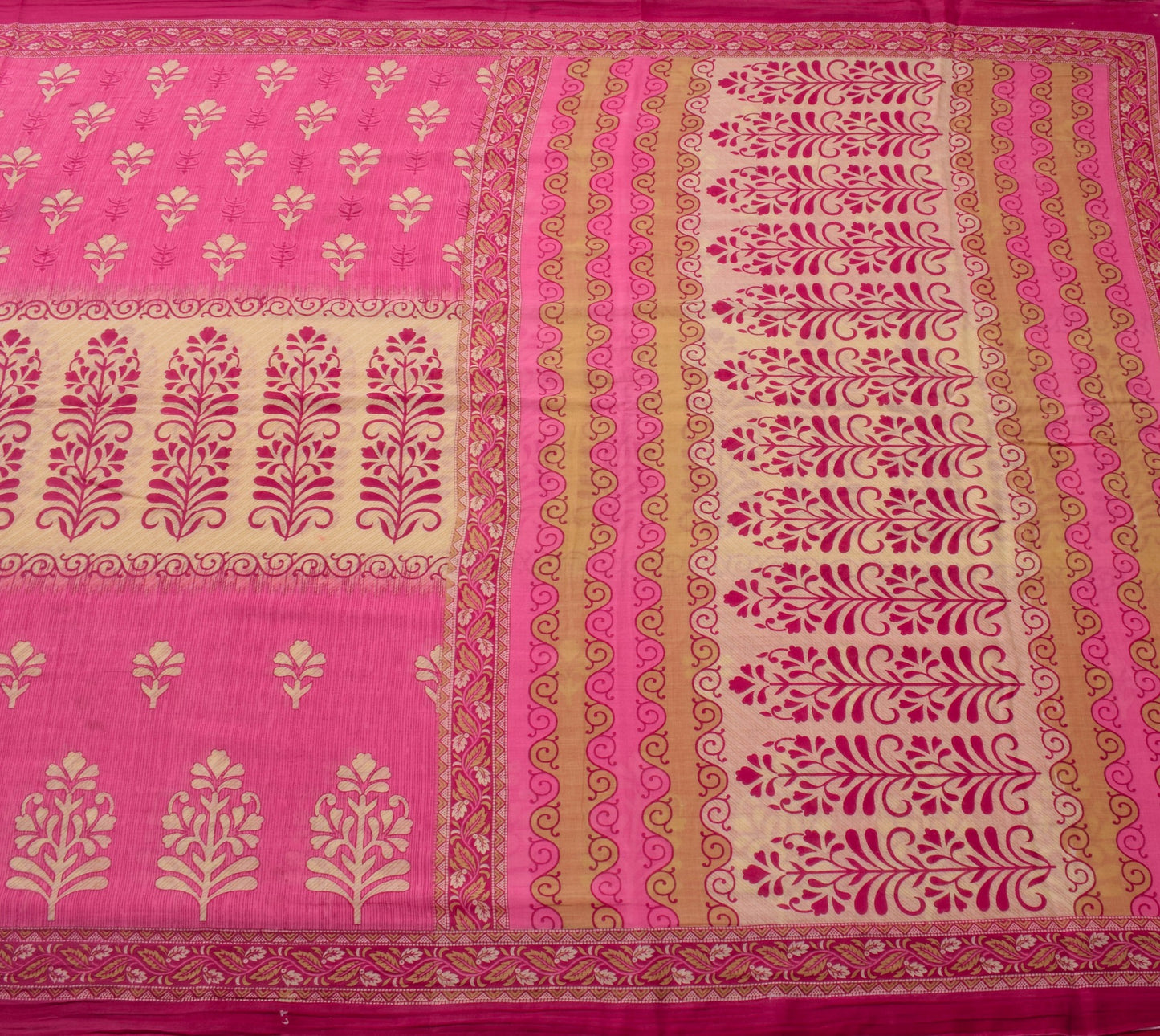 Sushila Vintage Pink Floral Saree Pure Cotton Printed Indian Soft Craft Fabric