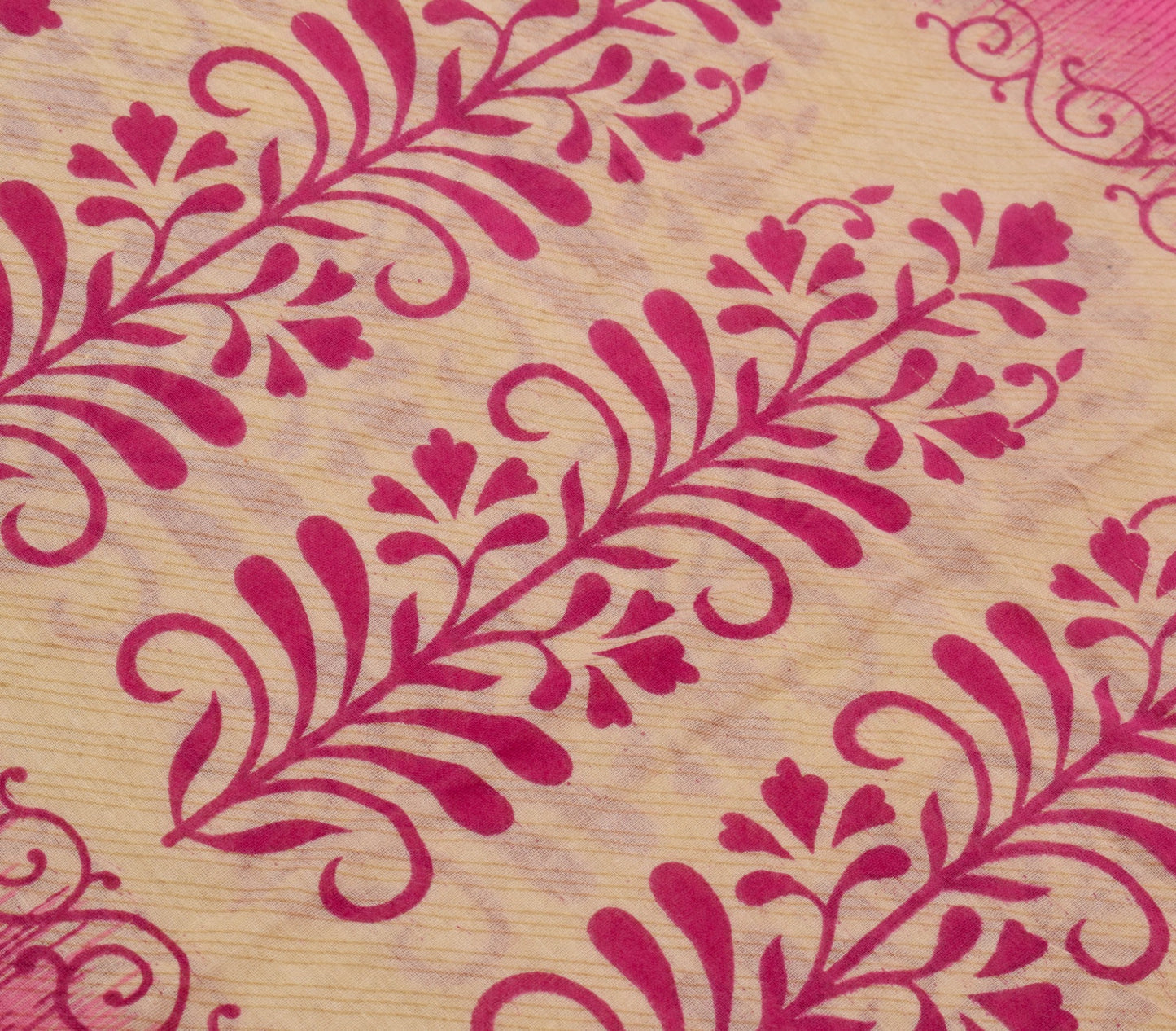 Sushila Vintage Pink Floral Saree Pure Cotton Printed Indian Soft Craft Fabric