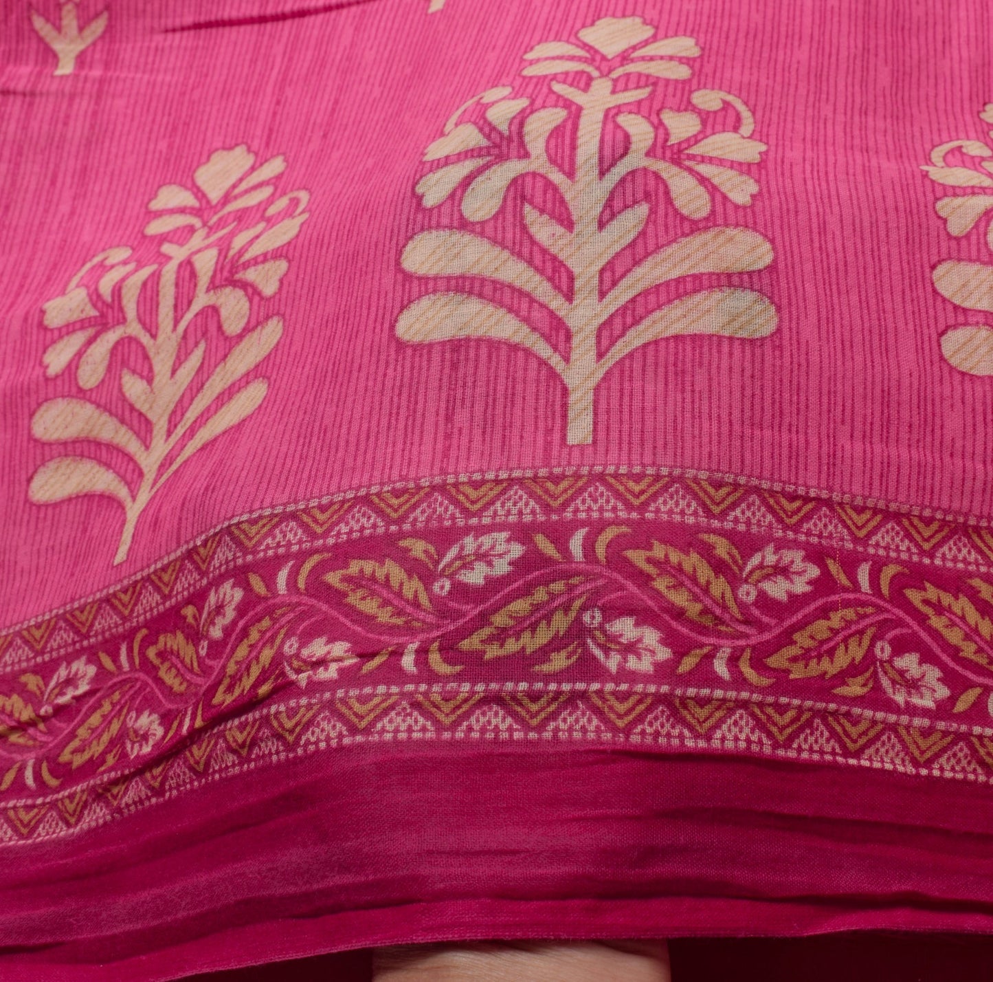 Sushila Vintage Pink Floral Saree Pure Cotton Printed Indian Soft Craft Fabric