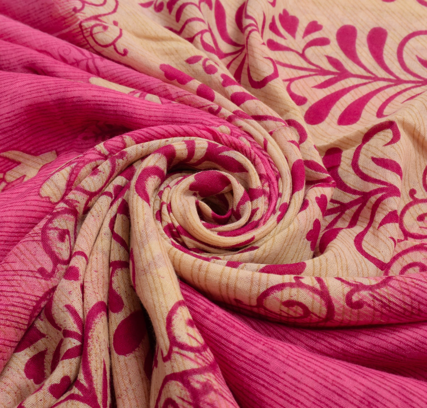 Sushila Vintage Pink Floral Saree Pure Cotton Printed Indian Soft Craft Fabric