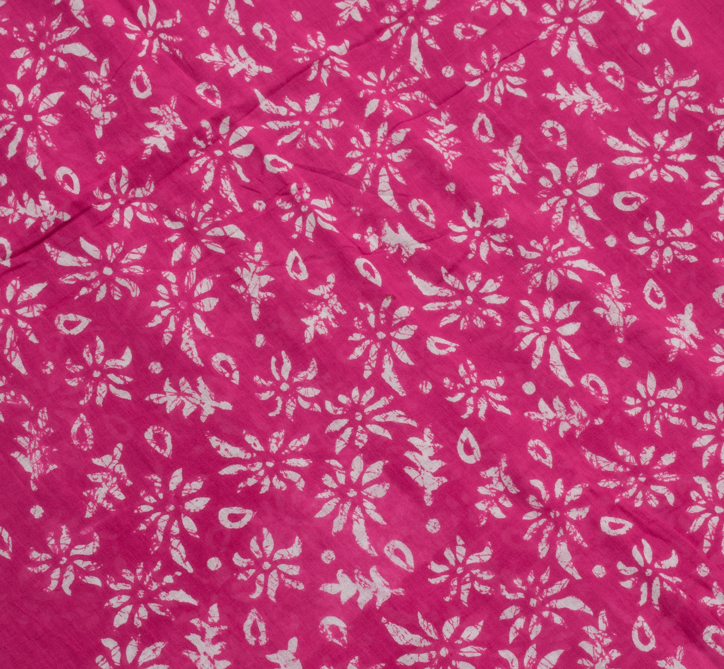 Sushila Vintage Hot Pink Saree 100% Pure Cotton Batik Printed Soft Craft Fabric