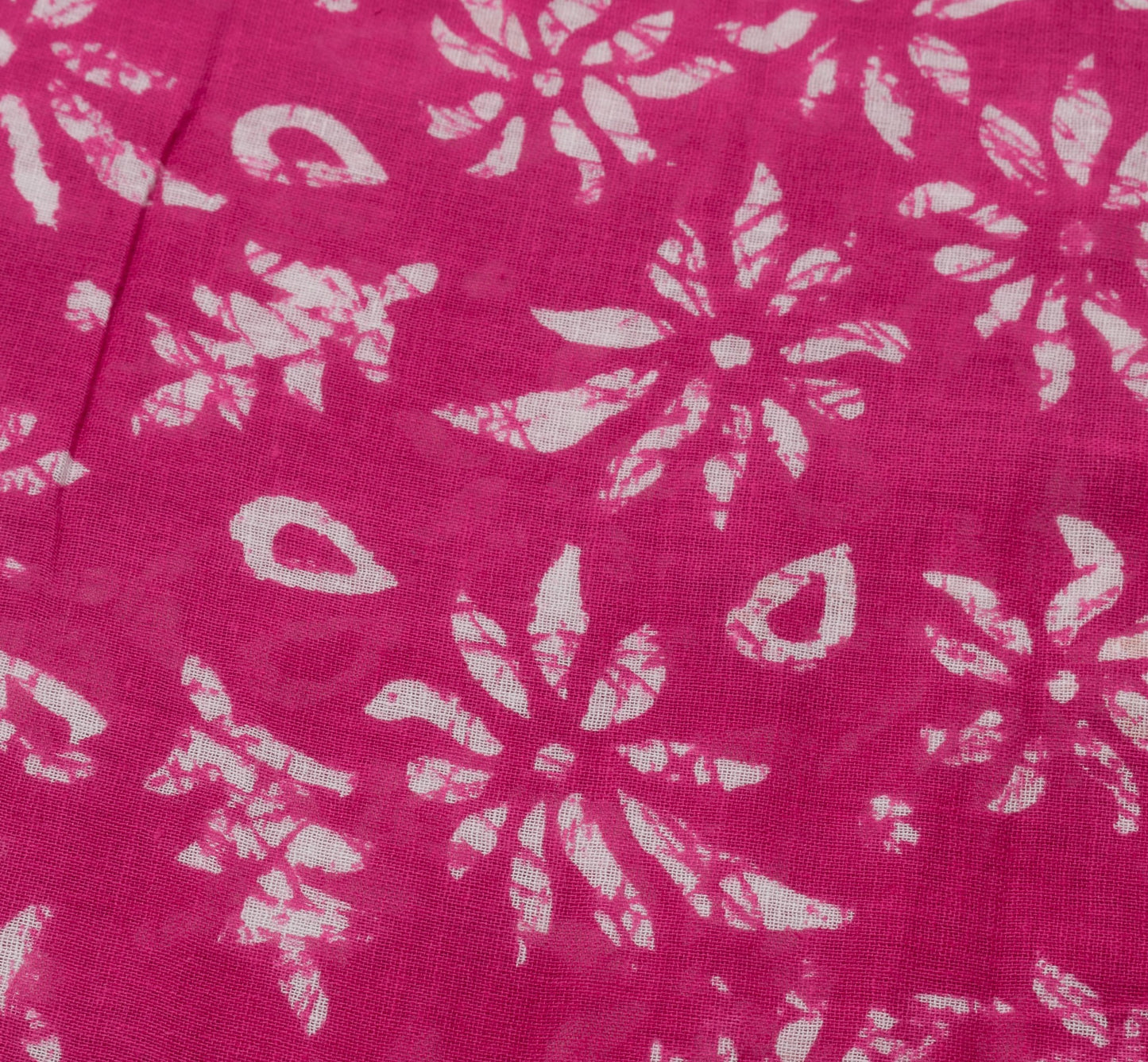 Sushila Vintage Hot Pink Saree 100% Pure Cotton Batik Printed Soft Craft Fabric