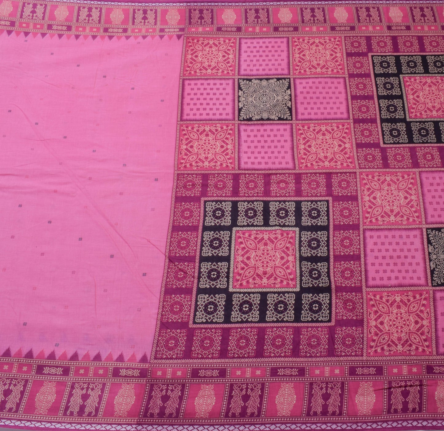 Sushila Vintage Floral Saree 100% Pure Cotton Printed Soft Craft Pink Fabric