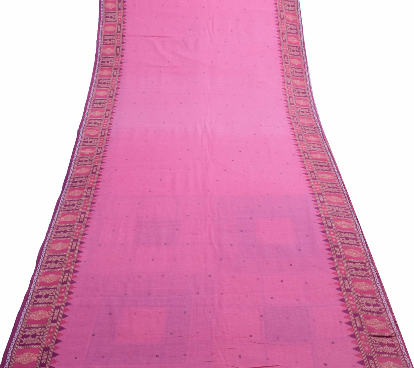 Sushila Vintage Floral Saree 100% Pure Cotton Printed Soft Craft Pink Fabric