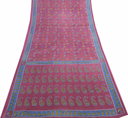 Sushila Vintage Daily Wear Saree 100%Pure Cotton Birds Printed Soft Craft Fabric