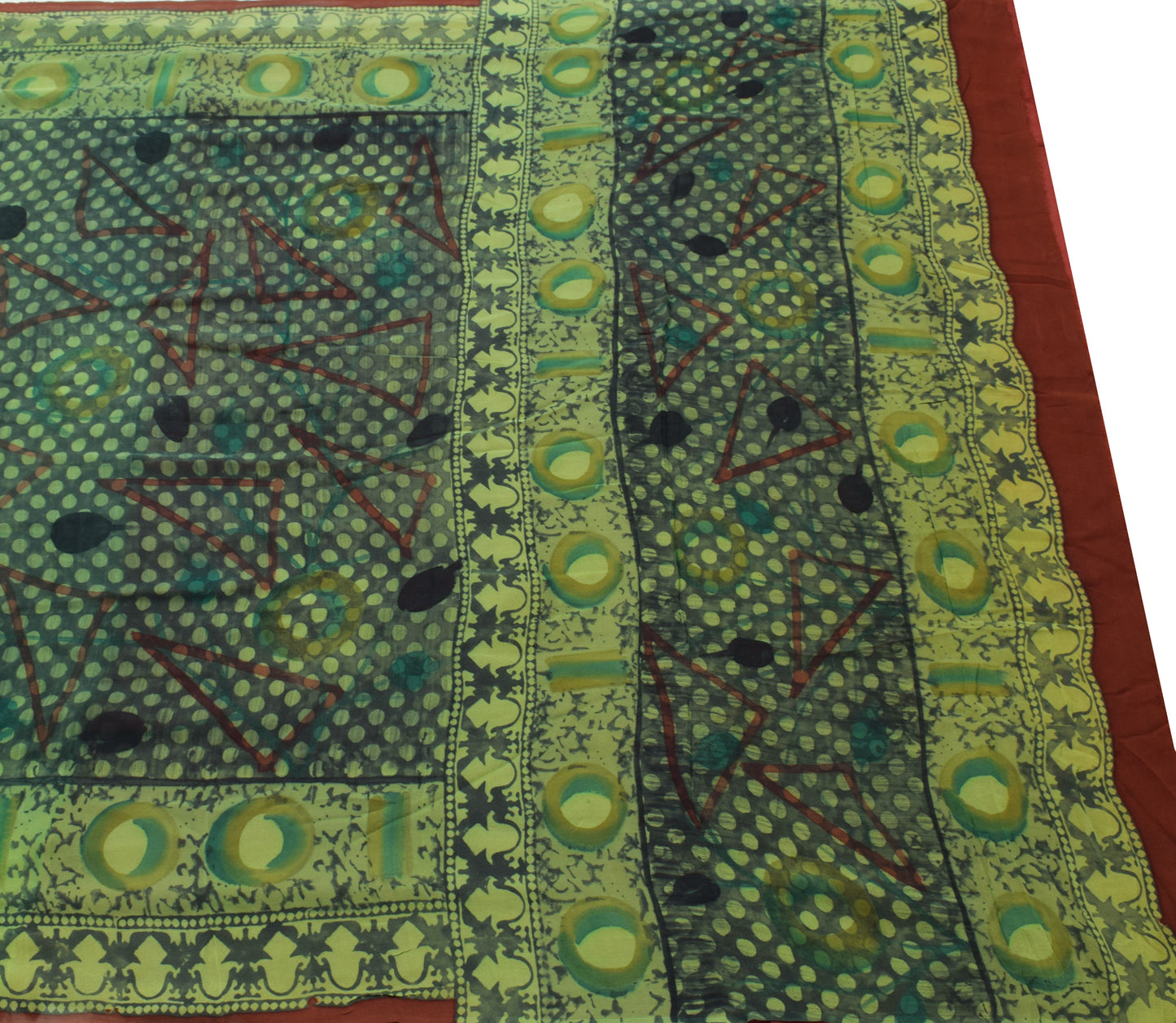 Sushila Vintage Saree 100% Pure Georgette Silk Printed Polka Dot Craft Fabric