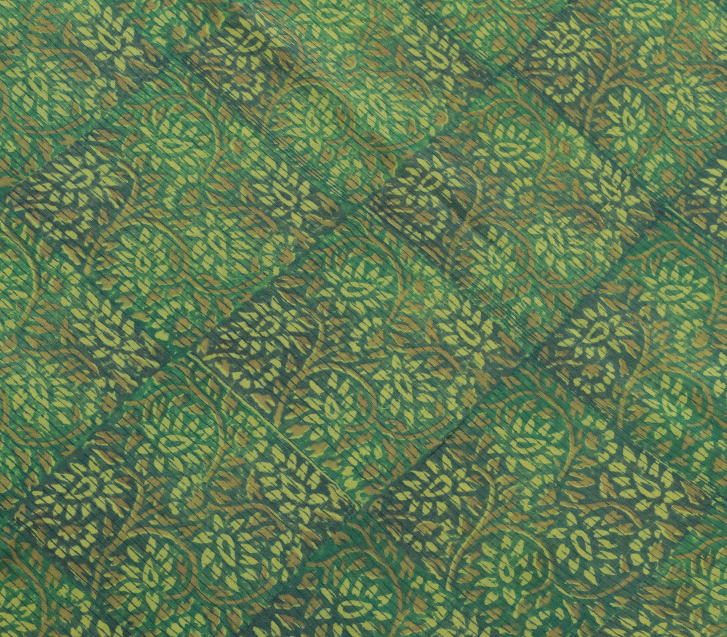 Sushila Vintage Green Saree 100% Pure Georgette Silk Printed Floral Craft Fabric