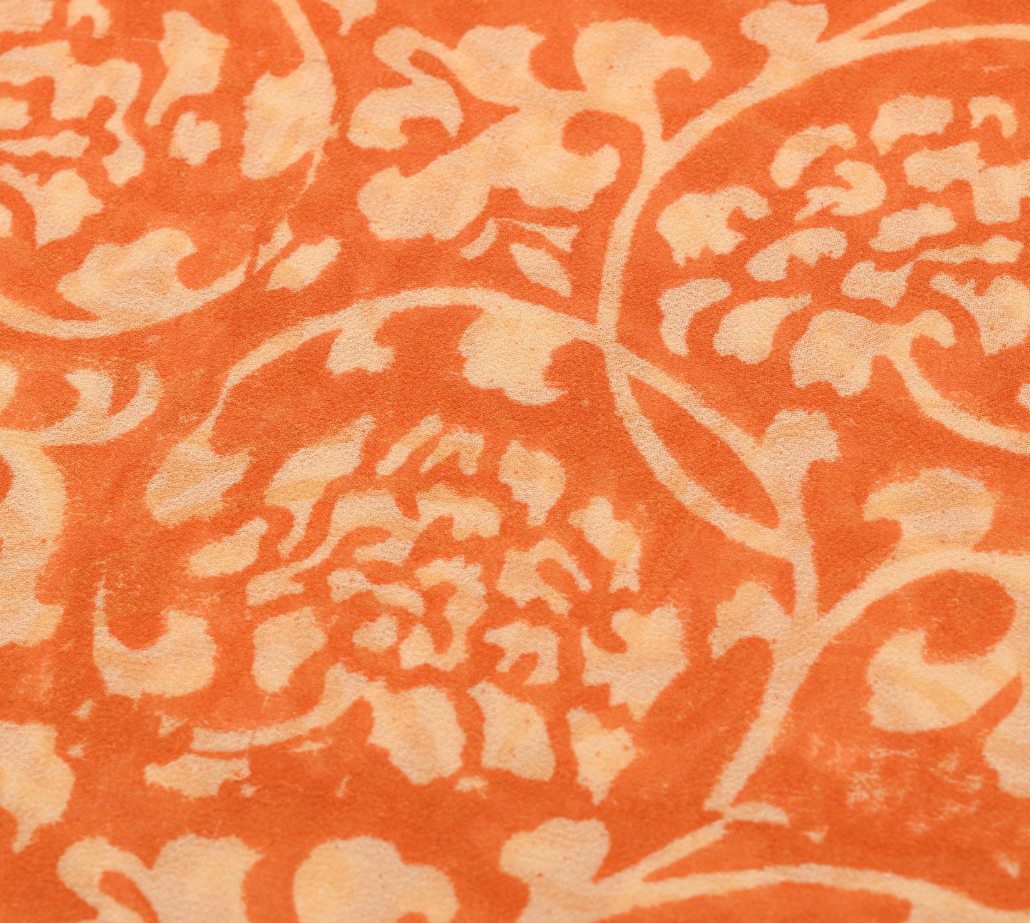 Sushila Vtg. Branded Orange Saree Pure Georgette Silk Hand Block Printed Fabric