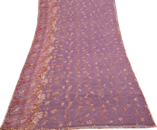 Sushila Vintage Branded Mauve Saree Georgette Silk Printed Floral Craft Fabric