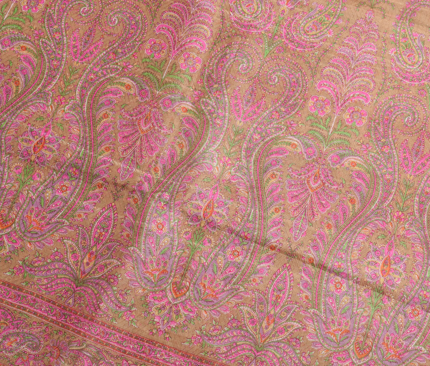 Sushila Vintage Indian Saree 100% Pure Silk Printed & Woven Paisley Craft Fabric